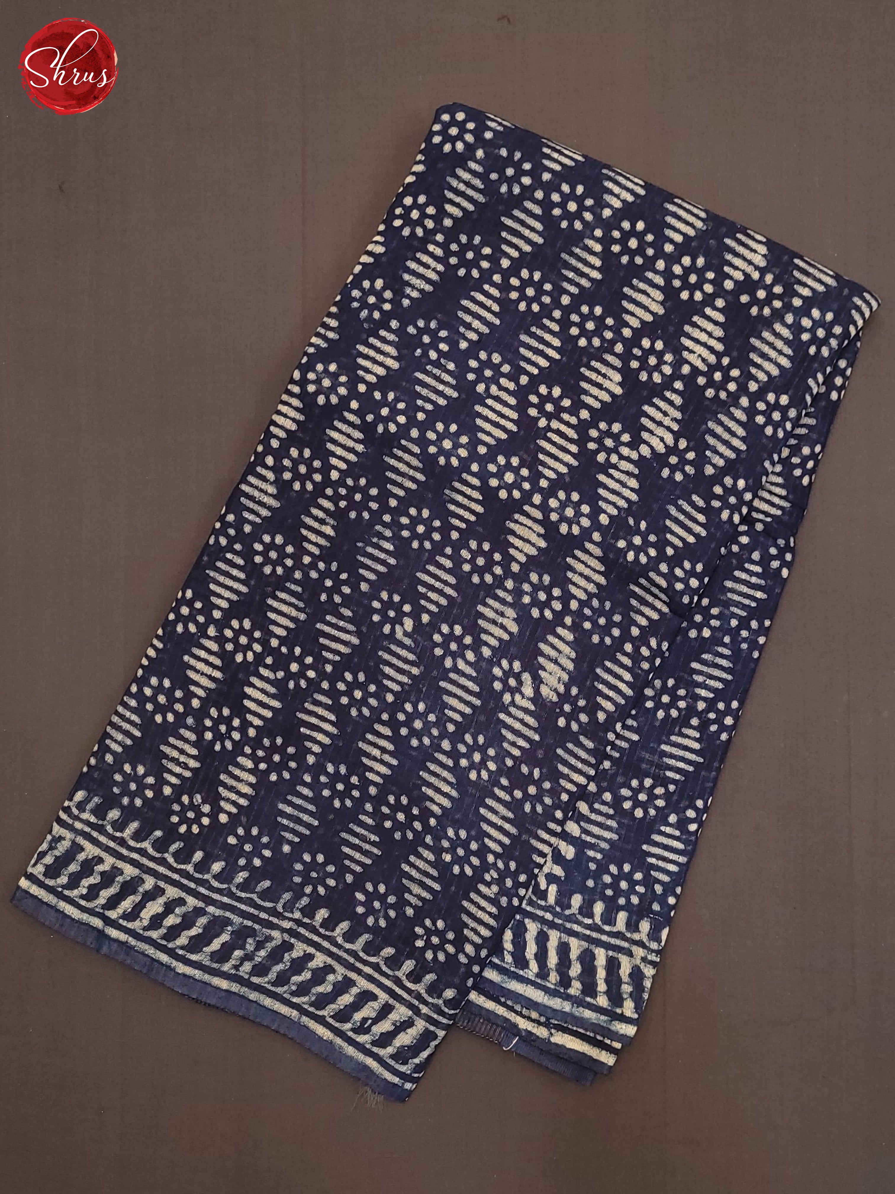 Navy Blue (Single Tone) - Jaipur cotton Saree - Shop on ShrusEternity.com