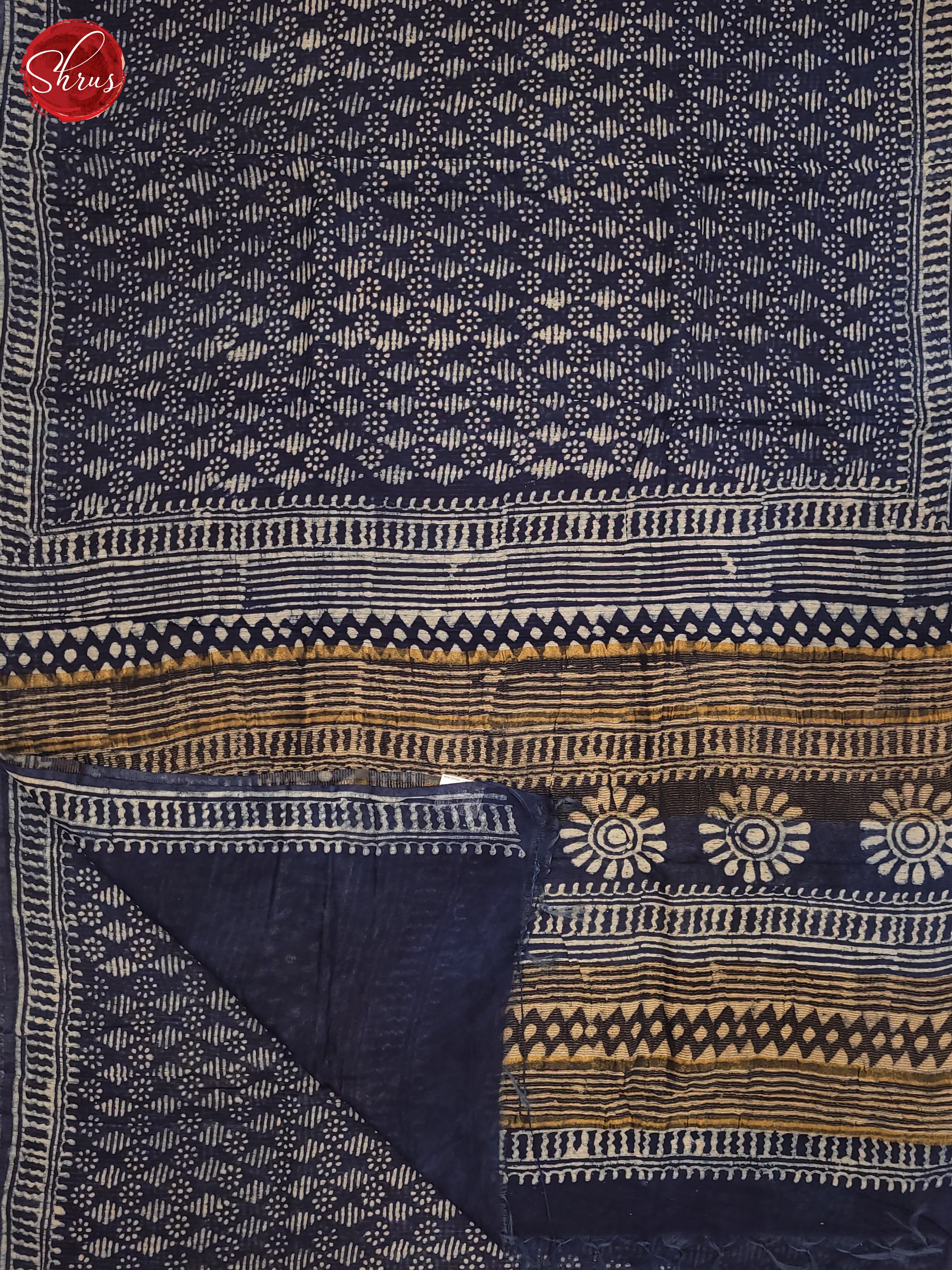 Navy Blue (Single Tone) - Jaipur cotton Saree - Shop on ShrusEternity.com