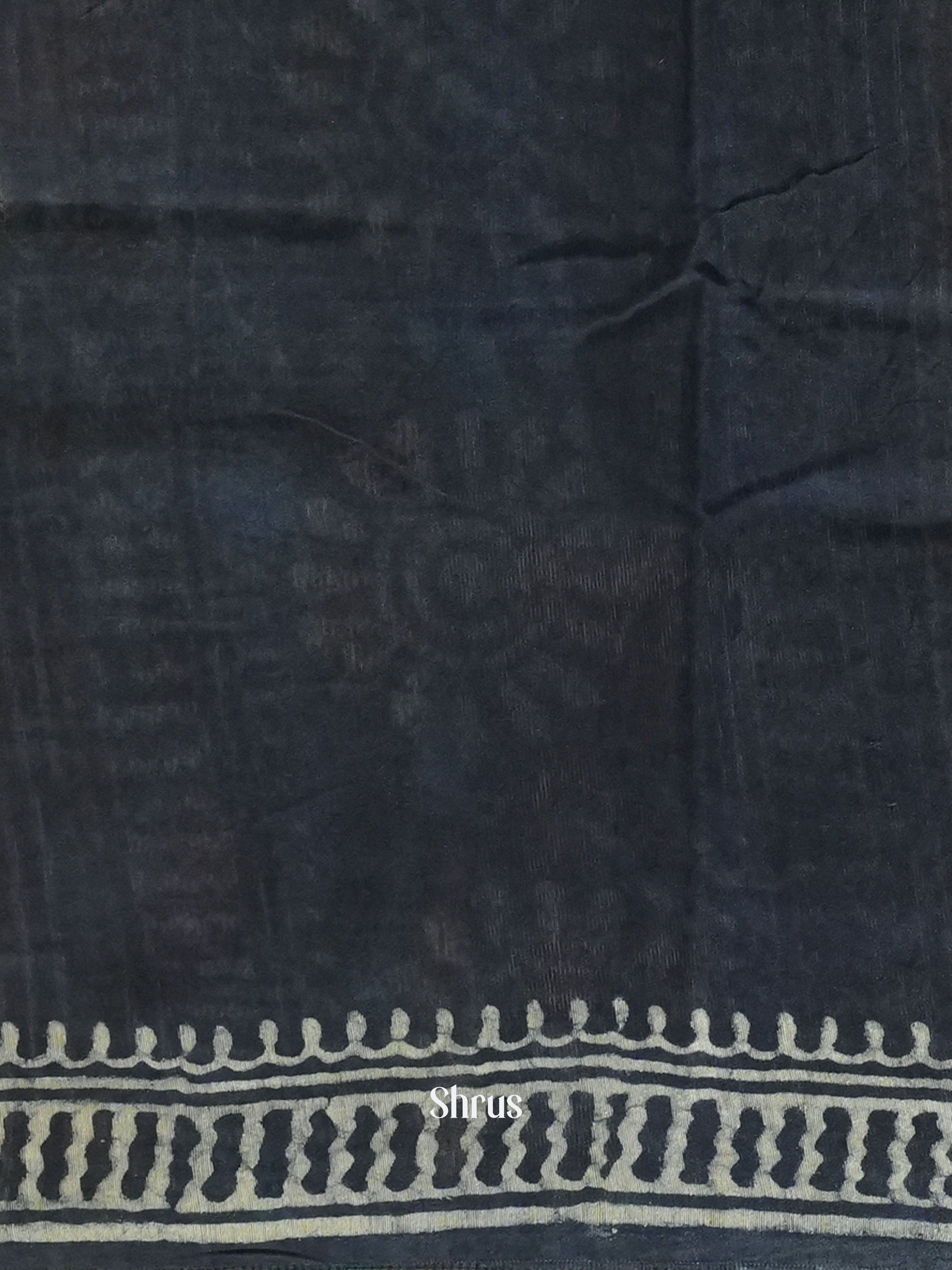Navy Blue (Single Tone) - Jaipur cotton Saree - Shop on ShrusEternity.com