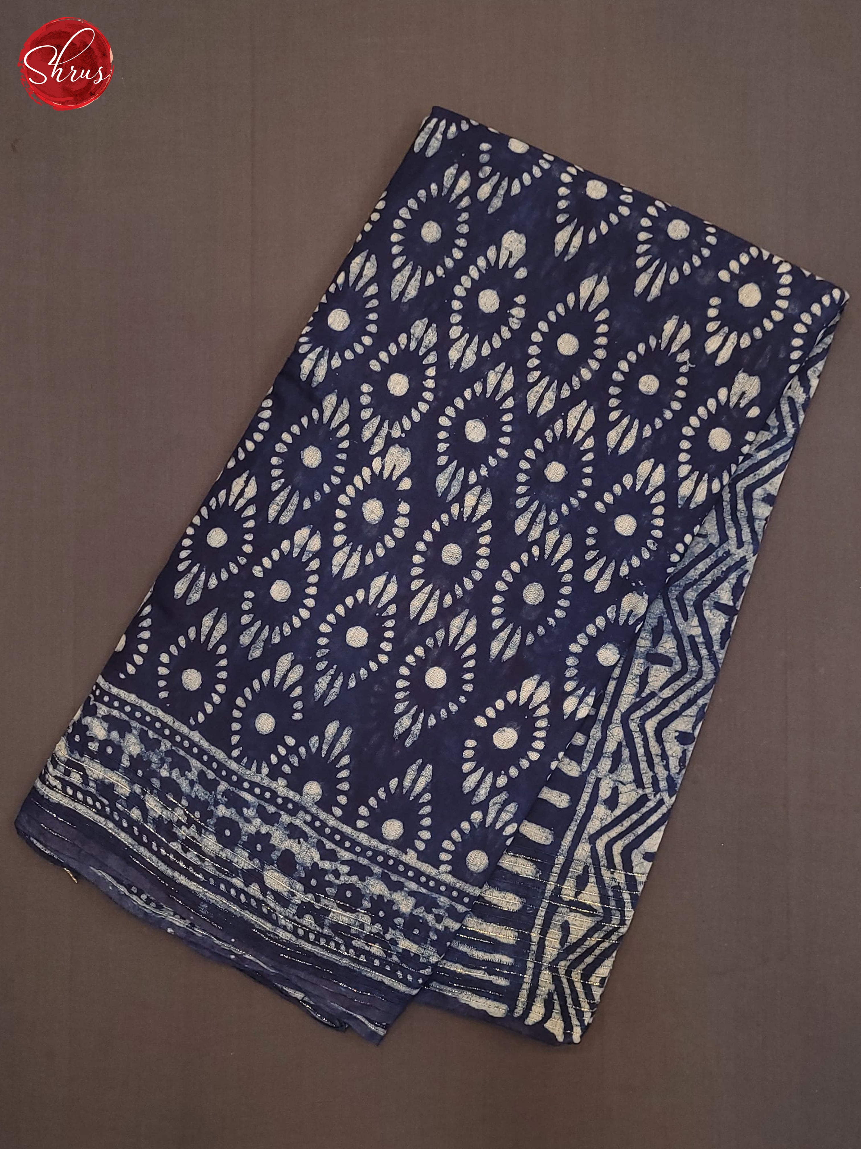 Navy Blue(Single Tone) - Jaipur cotton Saree - Shop on ShrusEternity.com
