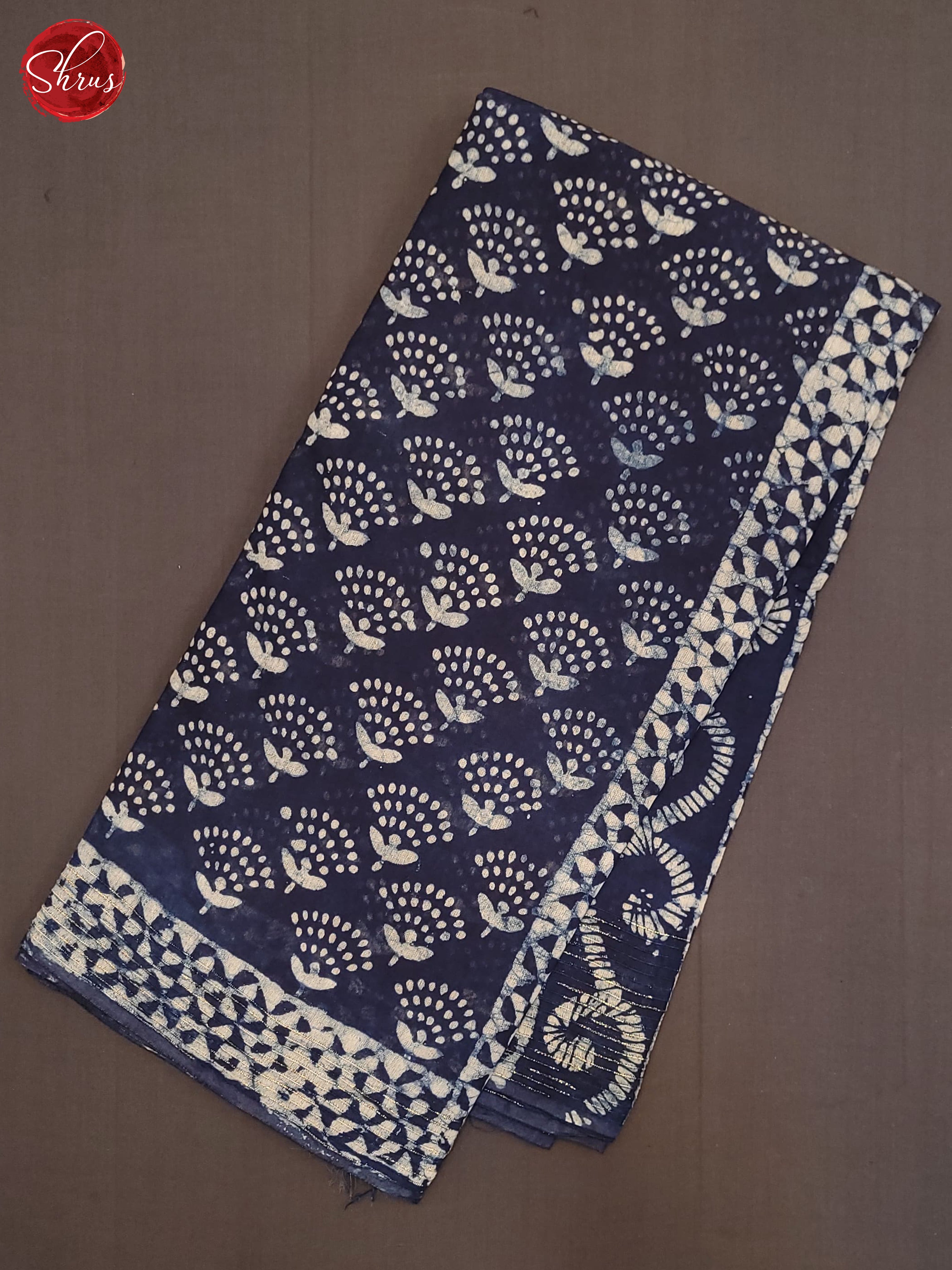 Navy Blue(Single Tone) - Jaipur cotton Saree - Shop on ShrusEternity.com