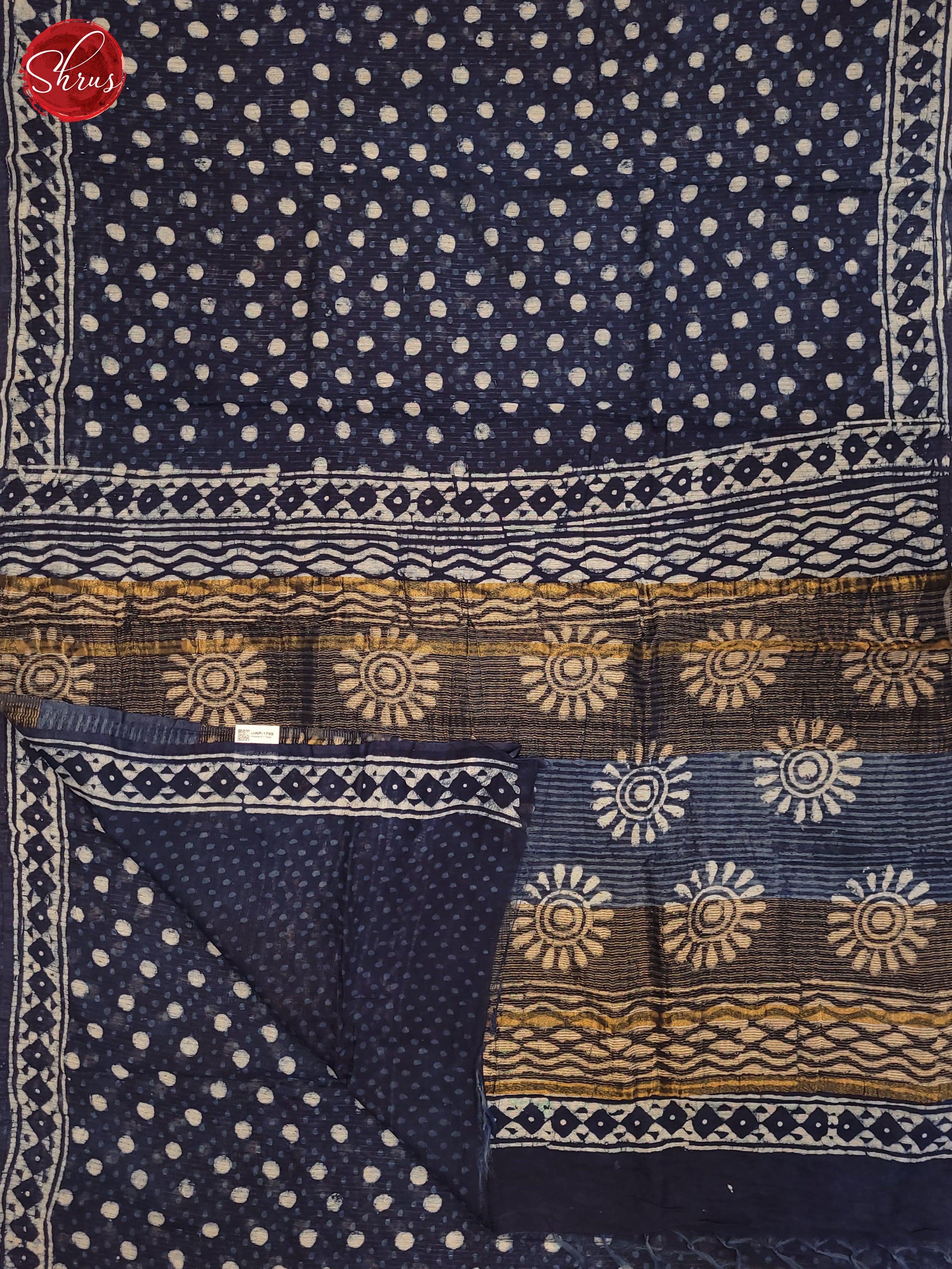 Navy Blue(Single Tone) - Jaipur cotton Saree - Shop on ShrusEternity.com