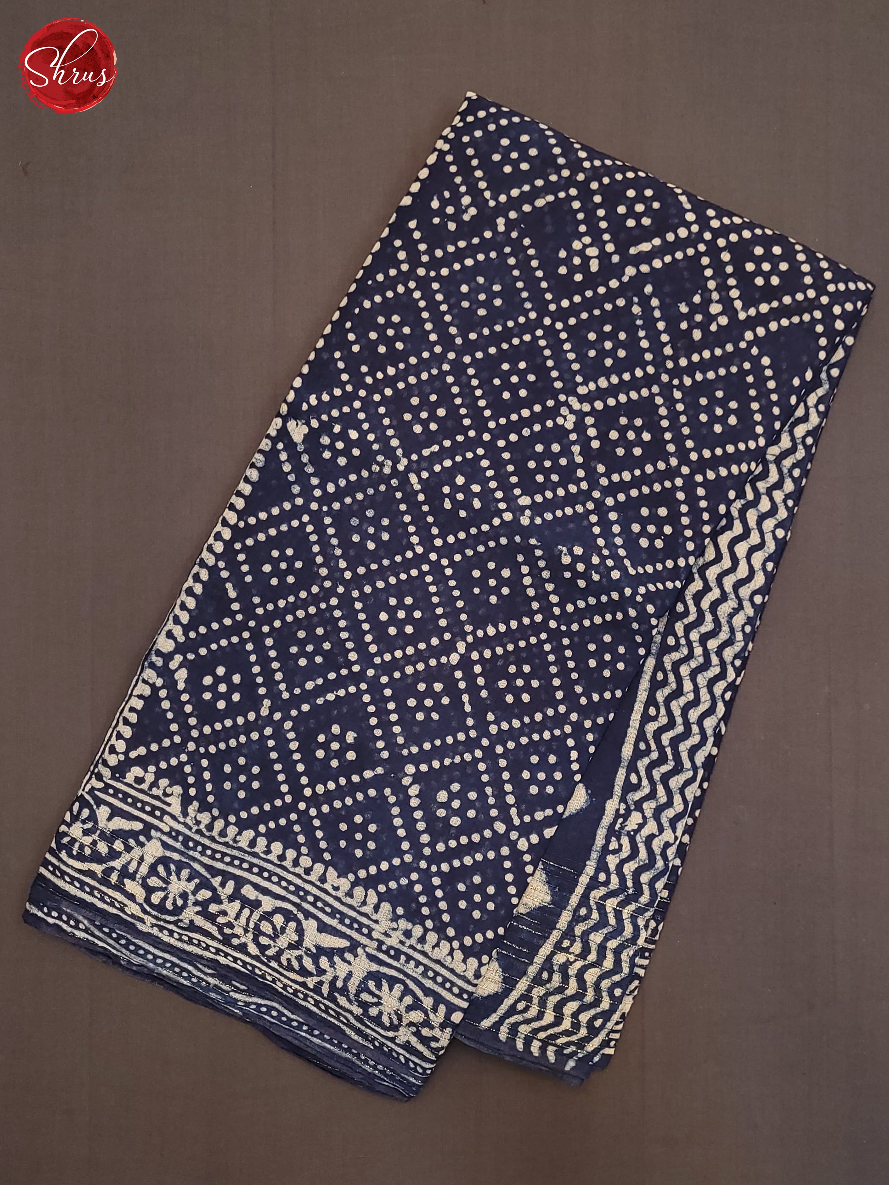 Navy Blue(Single Tone) - Jaipur cotton Saree - Shop on ShrusEternity.com