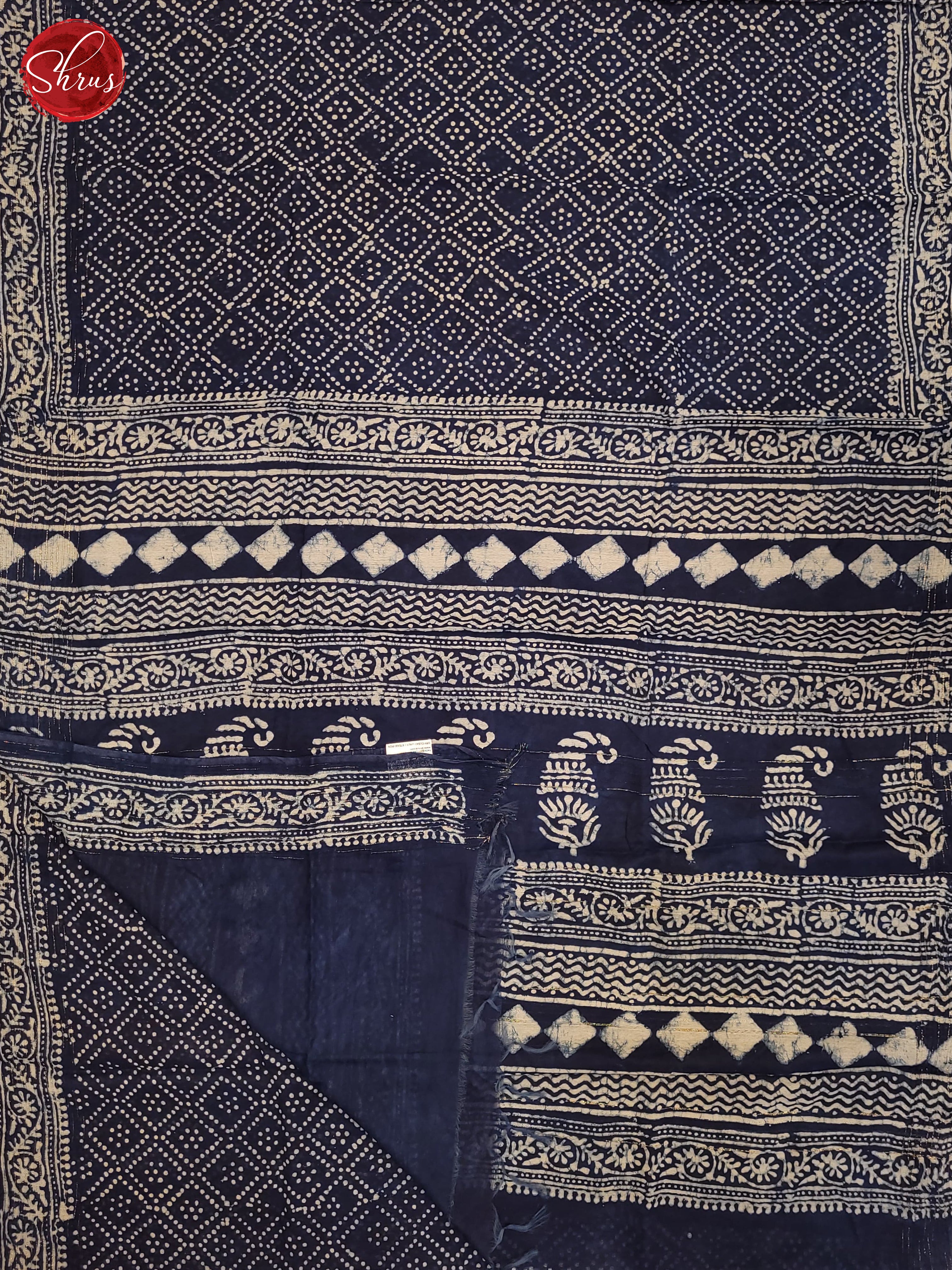 Navy Blue(Single Tone) - Jaipur cotton Saree - Shop on ShrusEternity.com