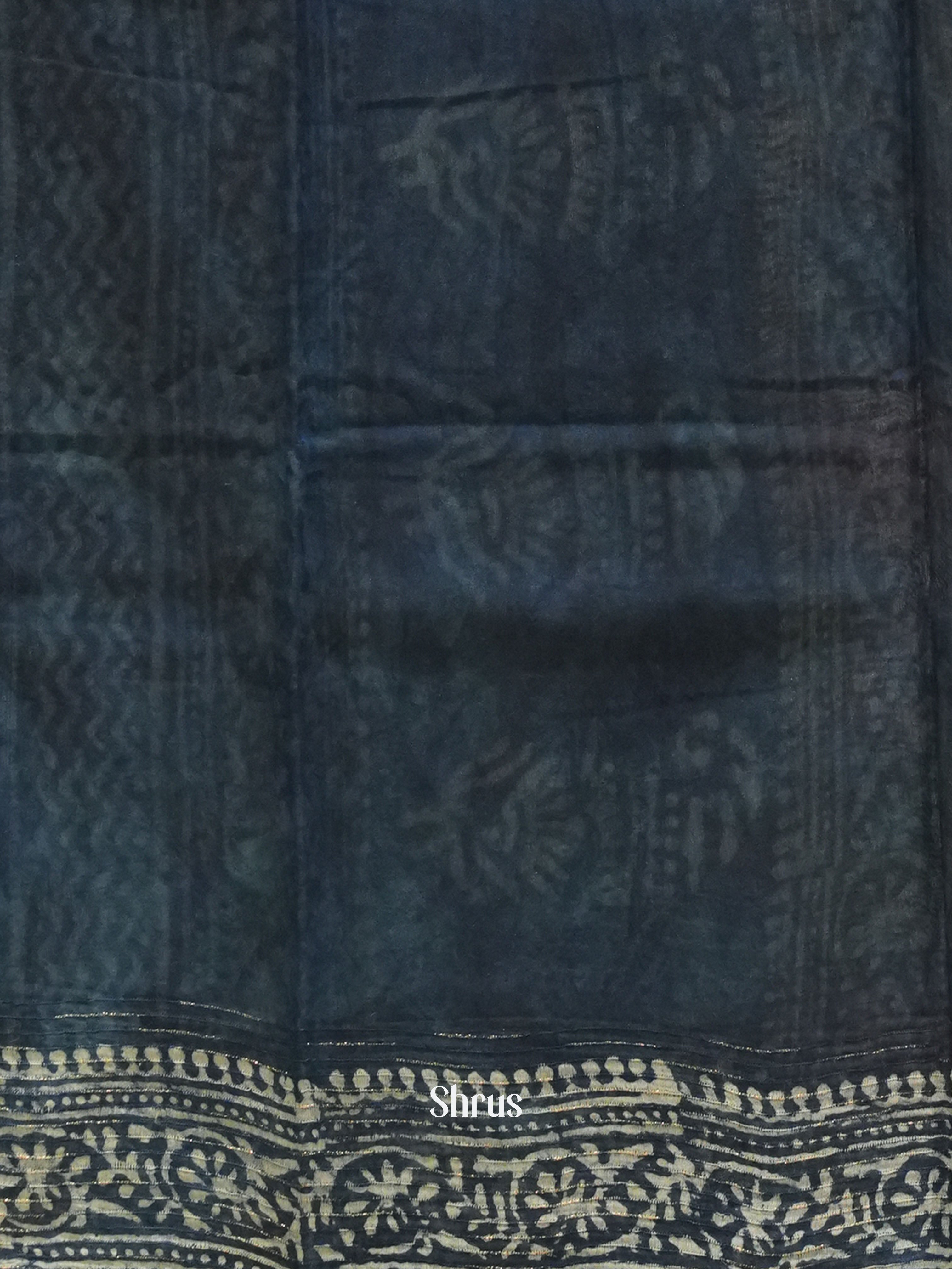 Navy Blue(Single Tone) - Jaipur cotton Saree - Shop on ShrusEternity.com