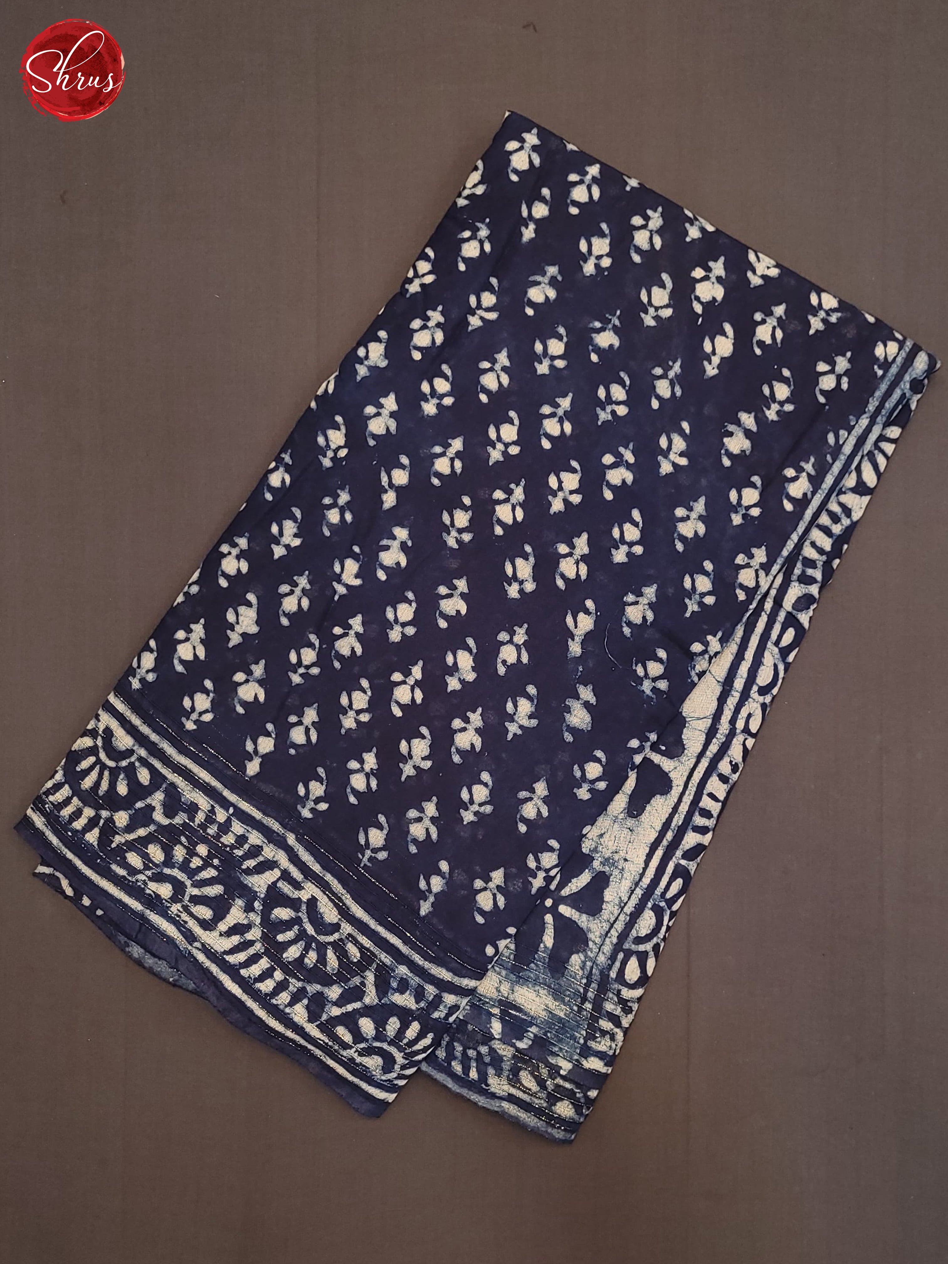 Navy Blue(Single Tone) - Jaipur cotton Saree - Shop on ShrusEternity.com