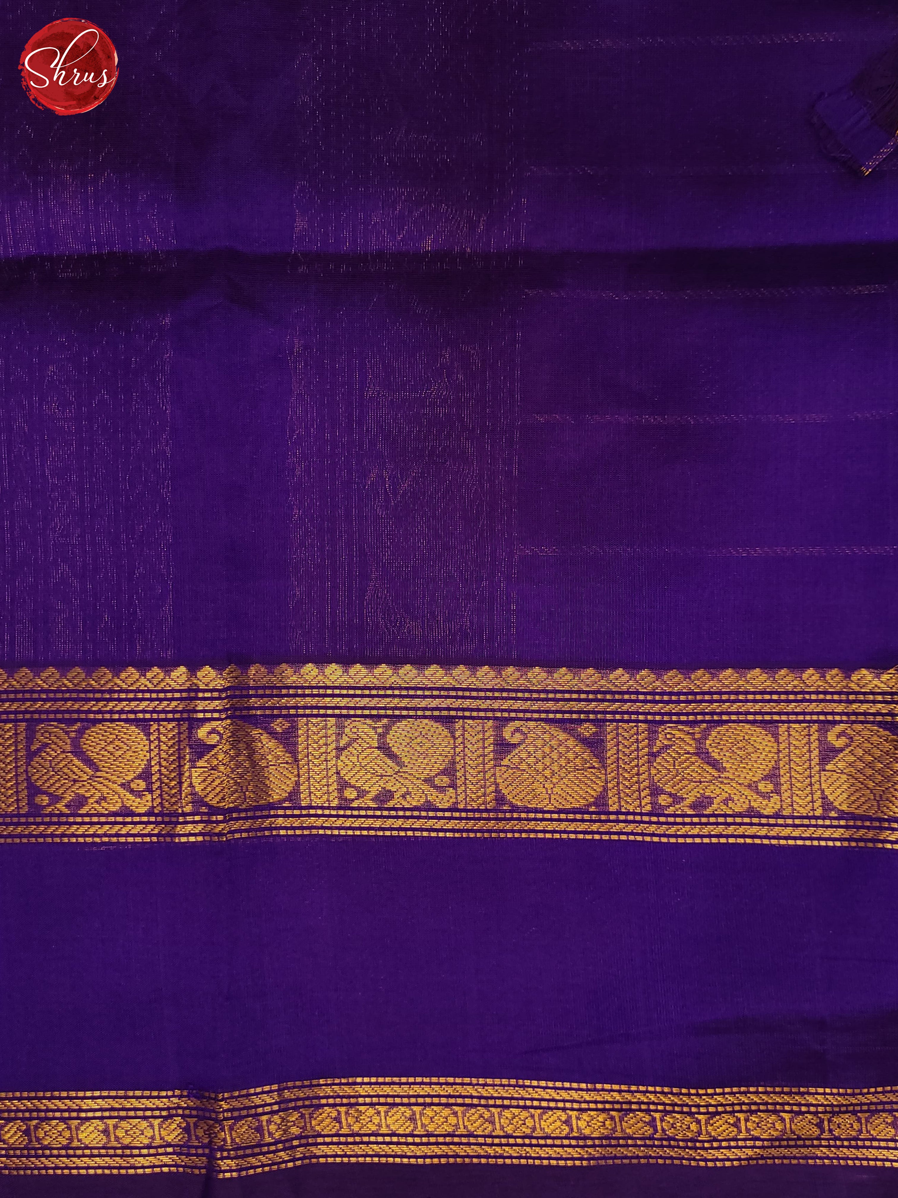 Blue & Violet- Silk Cotton Saree - Shop on ShrusEternity.com