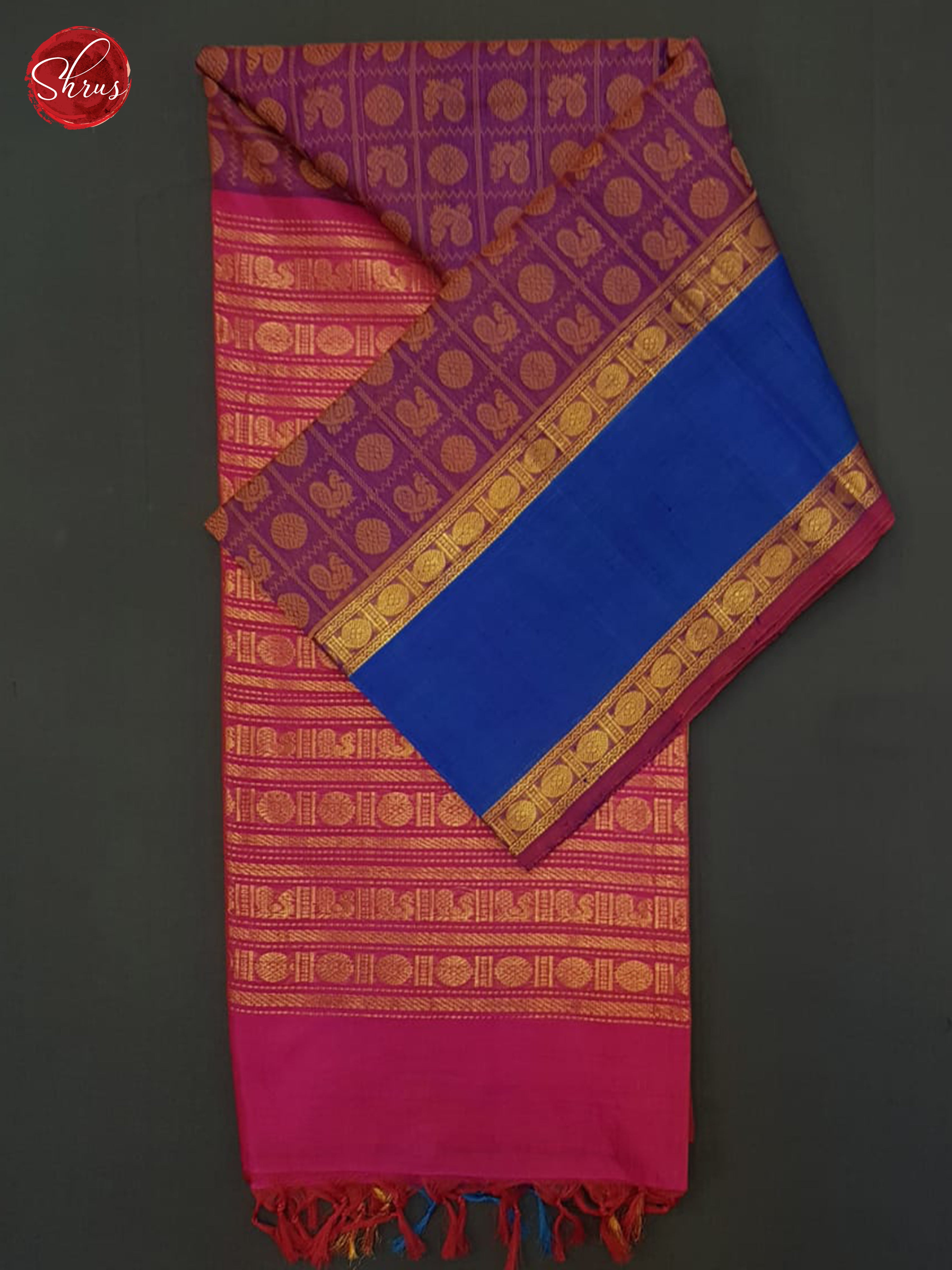 Purple And Pink- Silk Cotton saree - Shop on ShrusEternity.com