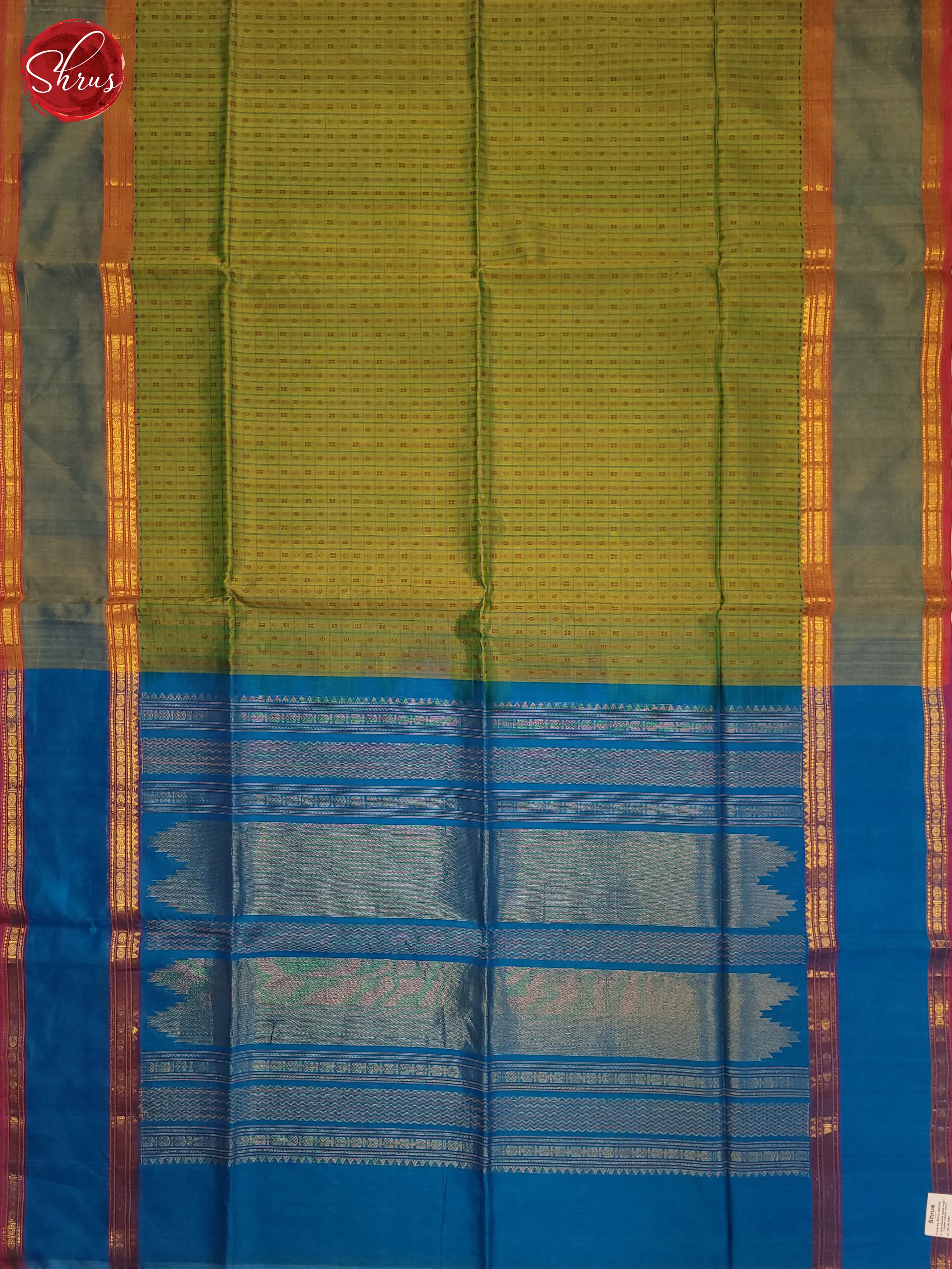 Green & Blue- Silk Cotton Saree - Shop on ShrusEternity.com