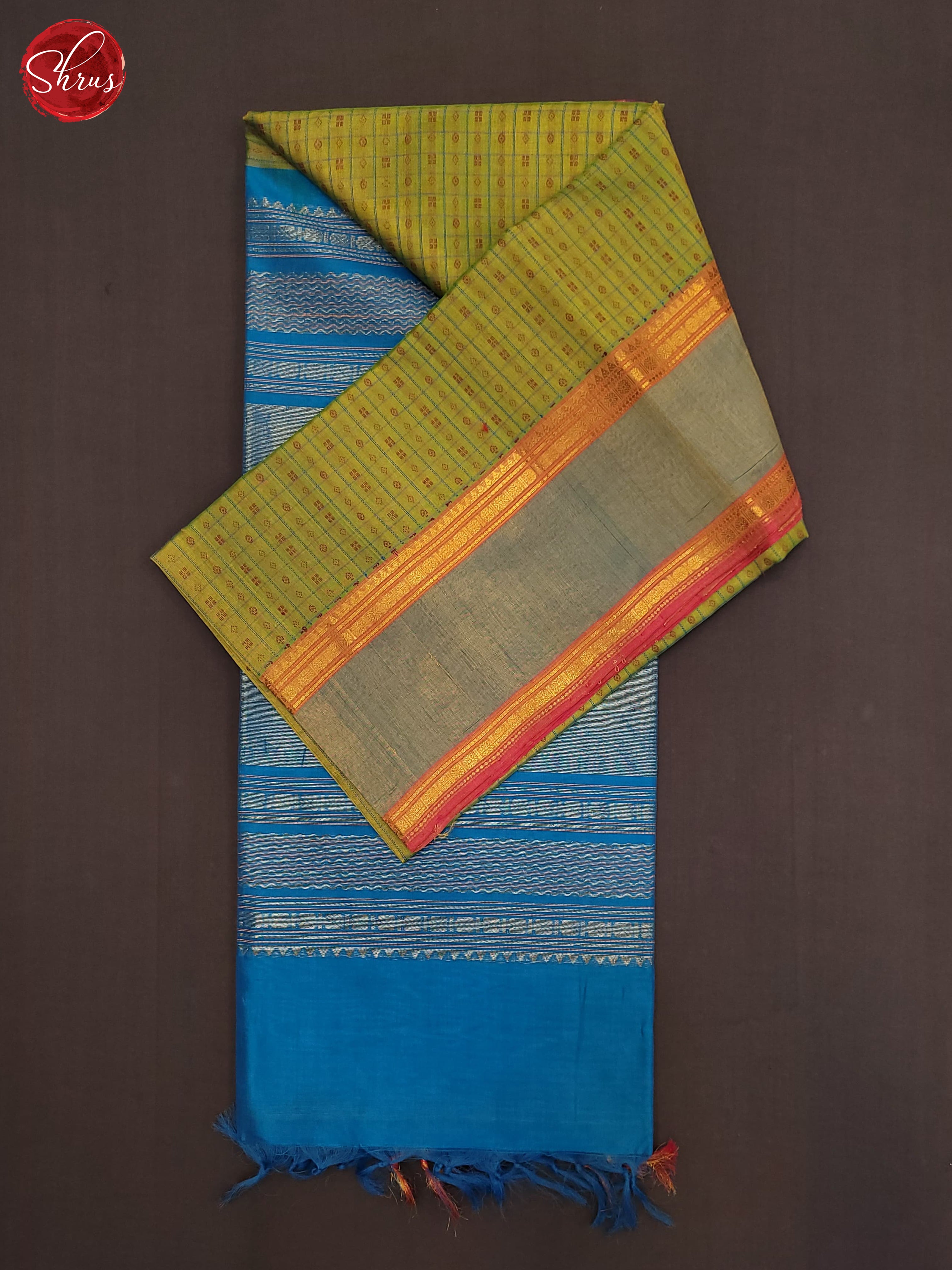 Green & Blue- Silk Cotton Saree - Shop on ShrusEternity.com