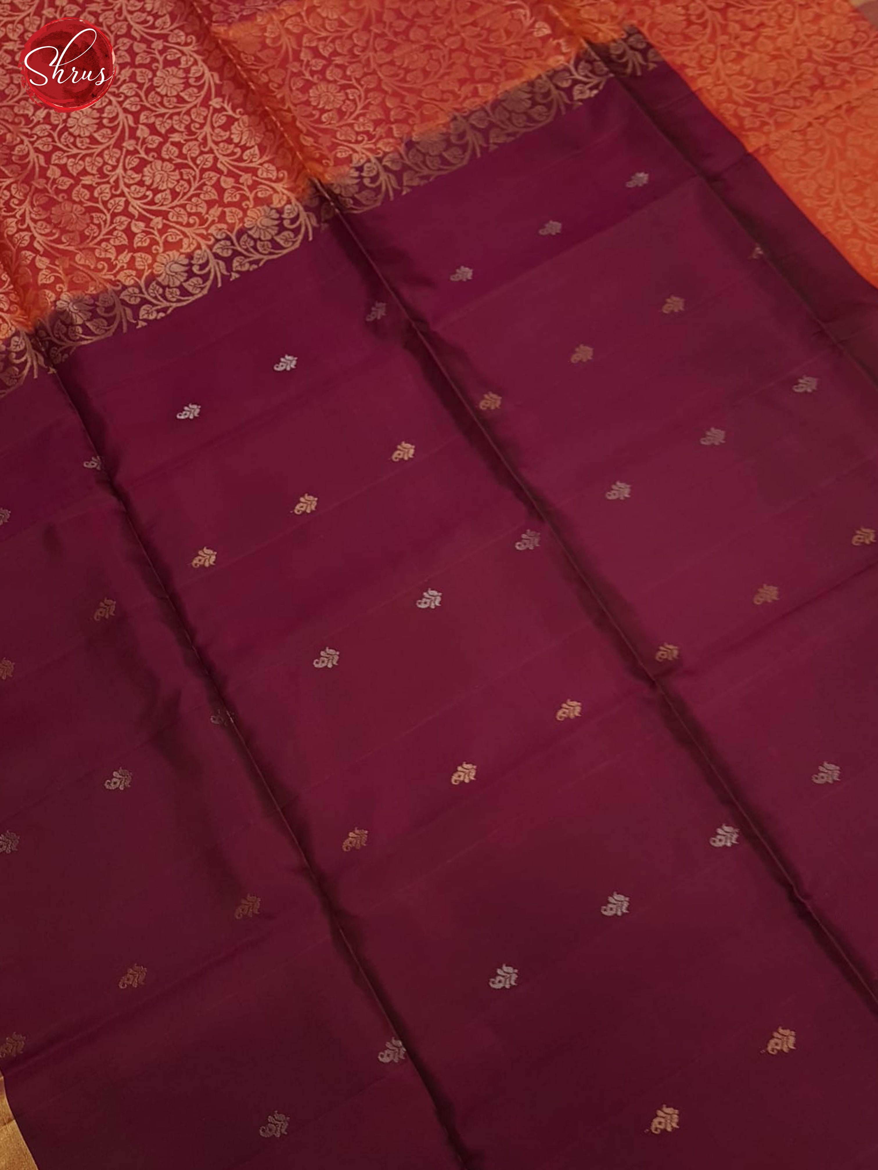 Maroon & Orange- Soft Silk Saree - Shop on ShrusEternity.com