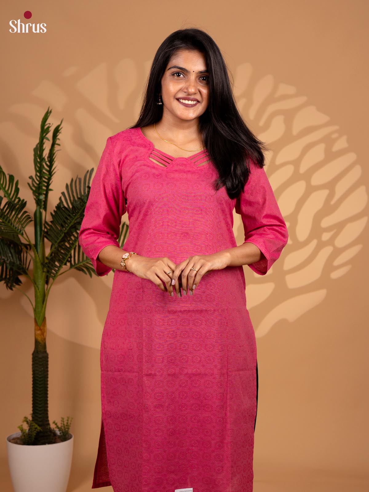 Pink- Pattern Readymade kurti - Shop on ShrusEternity.com