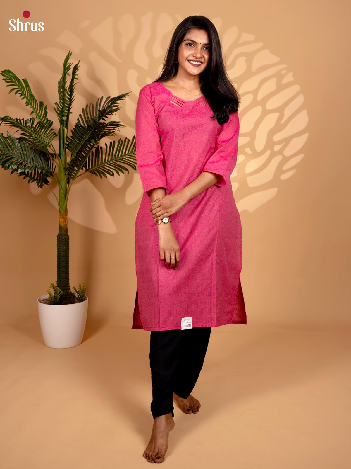 Pink- Pattern Readymade kurti - Shop on ShrusEternity.com