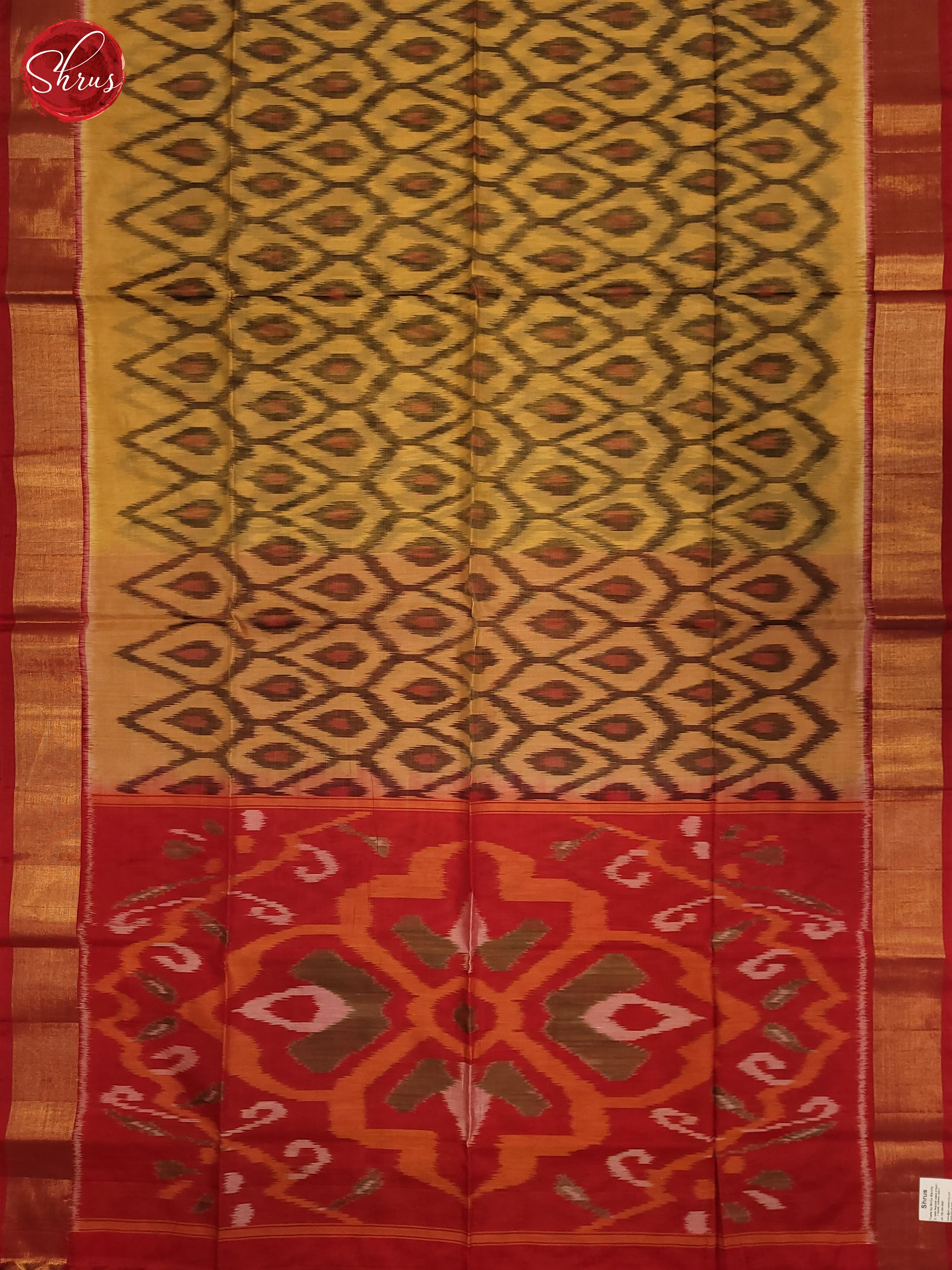 Beige & Red- Pochampally sico Saree - Shop on ShrusEternity.com