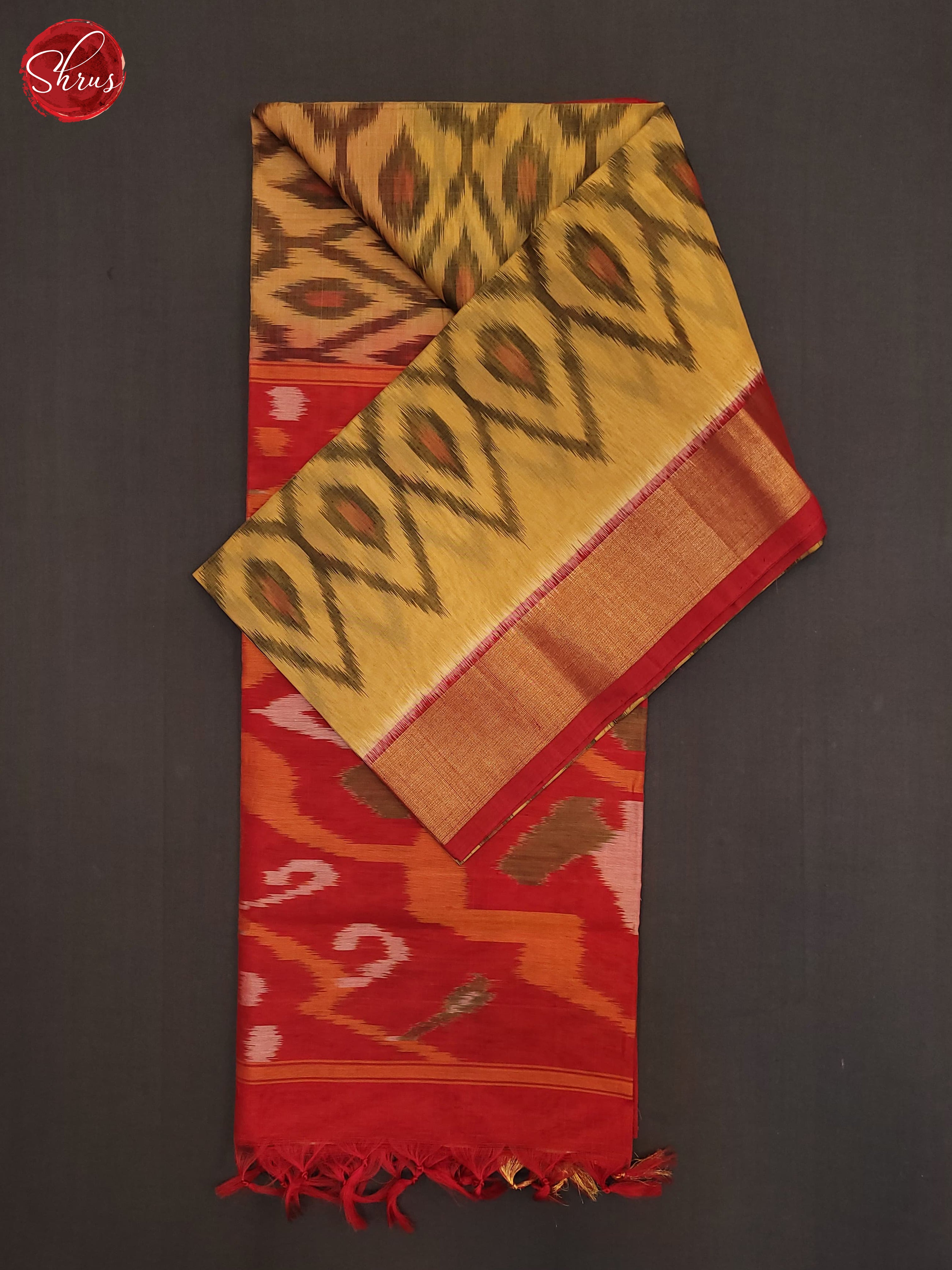 Beige & Red- Pochampally sico Saree - Shop on ShrusEternity.com