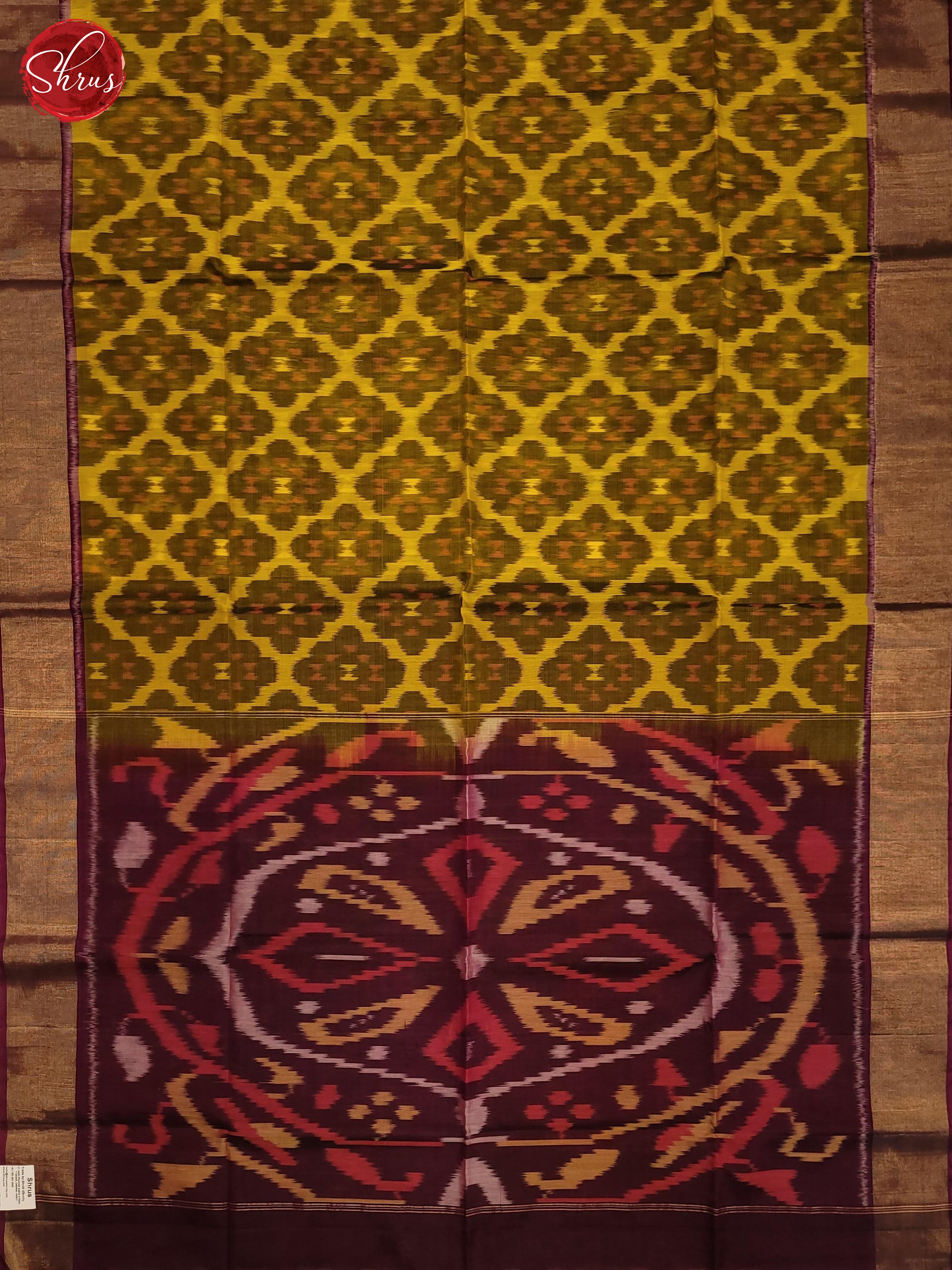 Yellow & Wine - Pochampally sico Saree - Shop on ShrusEternity.com