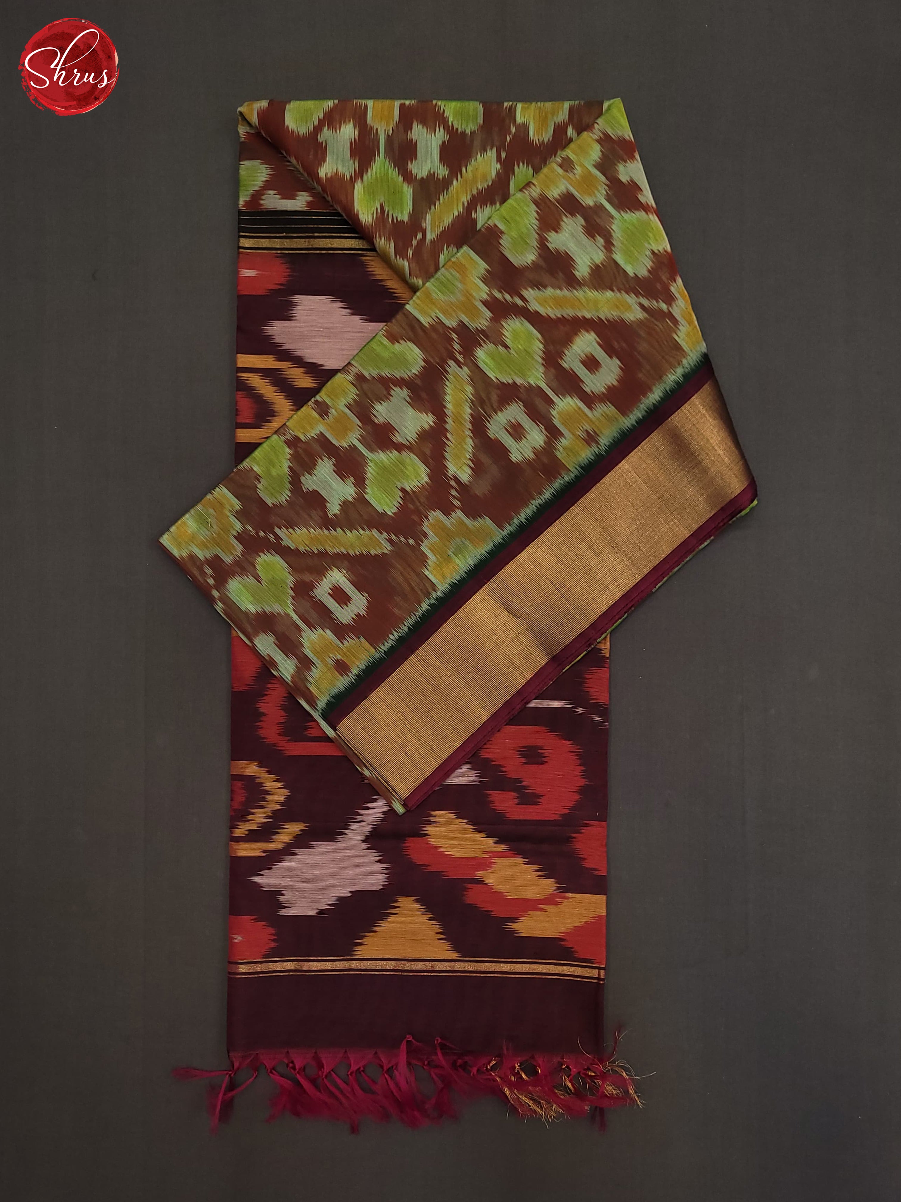 Brown & Green - Pochampally sico Saree - Shop on ShrusEternity.com
