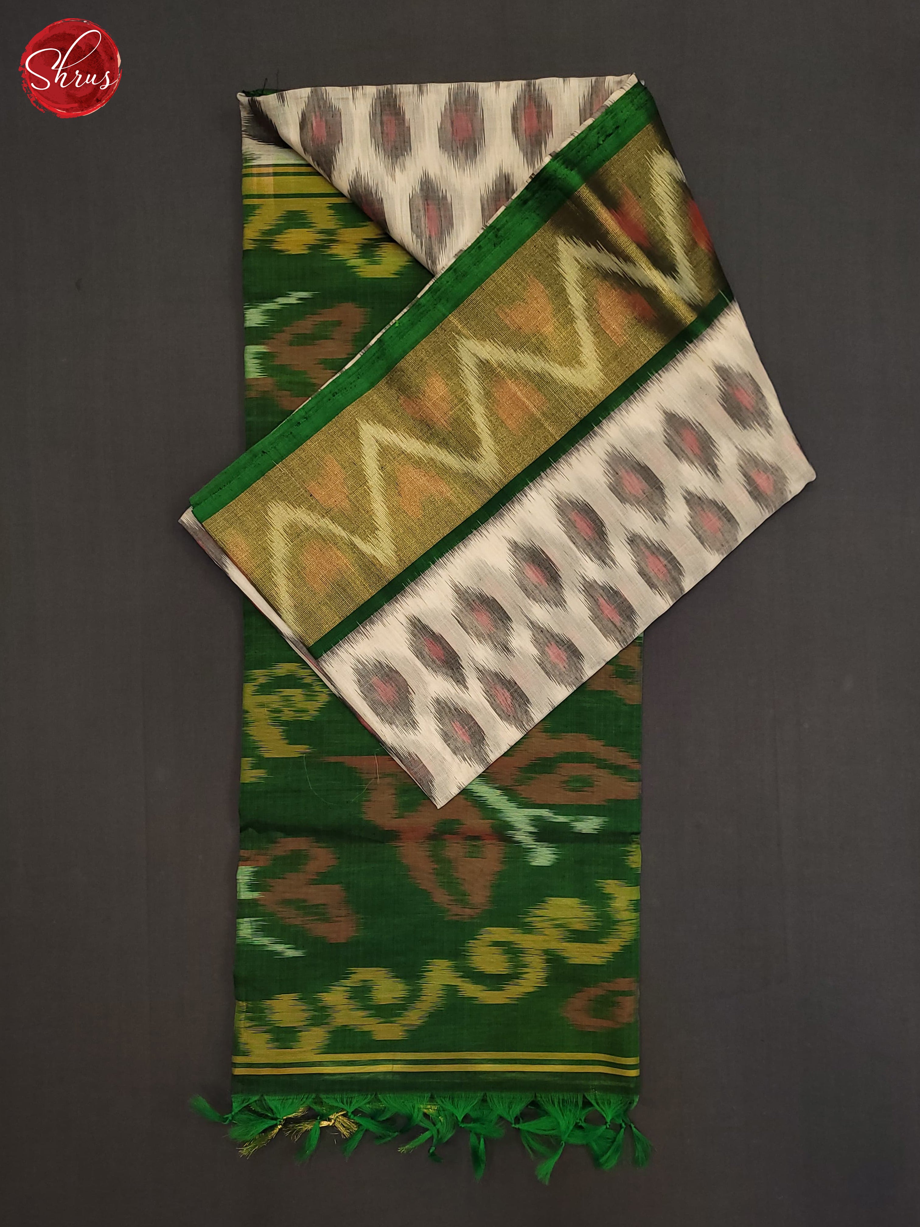 Cream & Green - Pochampally sico Saree - Shop on ShrusEternity.com