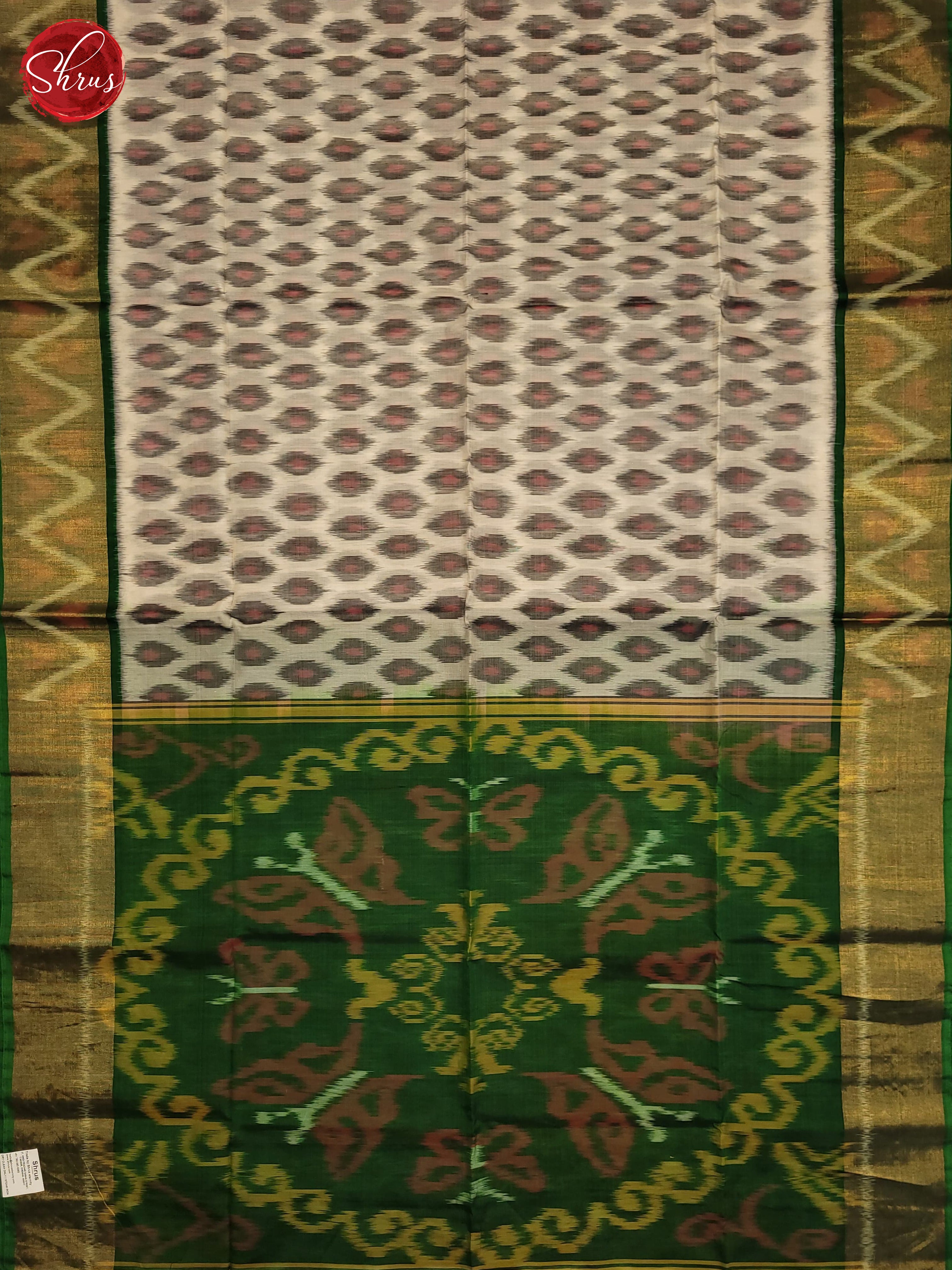 Cream & Green - Pochampally sico Saree - Shop on ShrusEternity.com