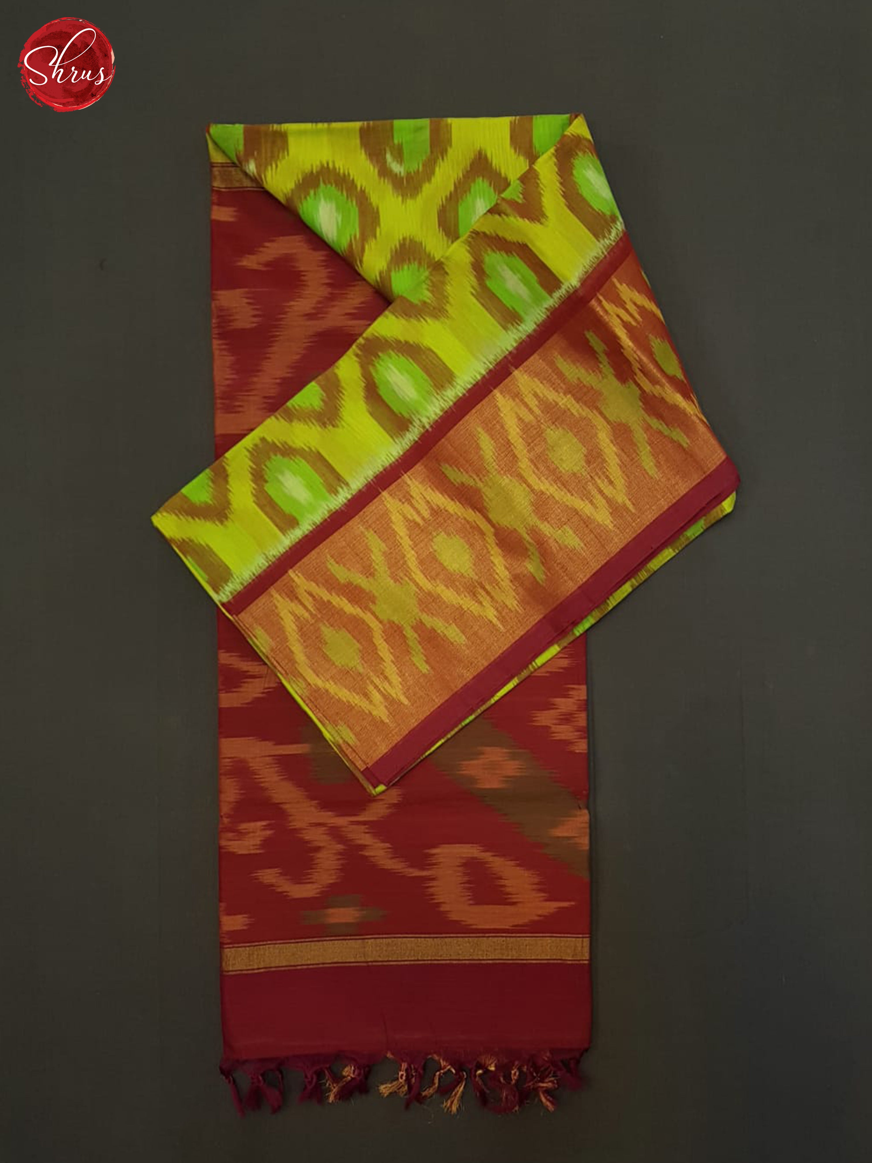 Green And Maroon-Pochampally Silk Cotton Saree - Shop on ShrusEternity.com
