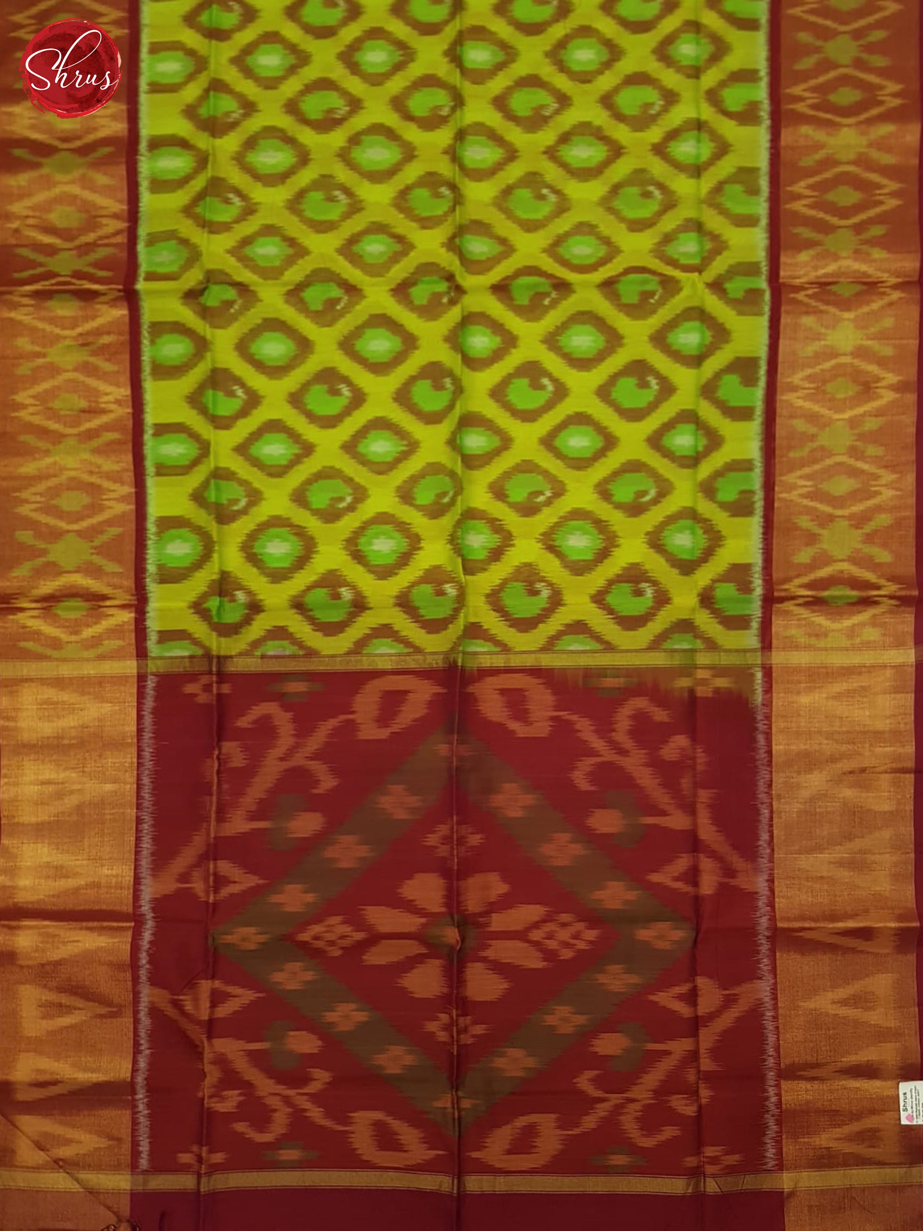 Green And Maroon-Pochampally Silk Cotton Saree - Shop on ShrusEternity.com