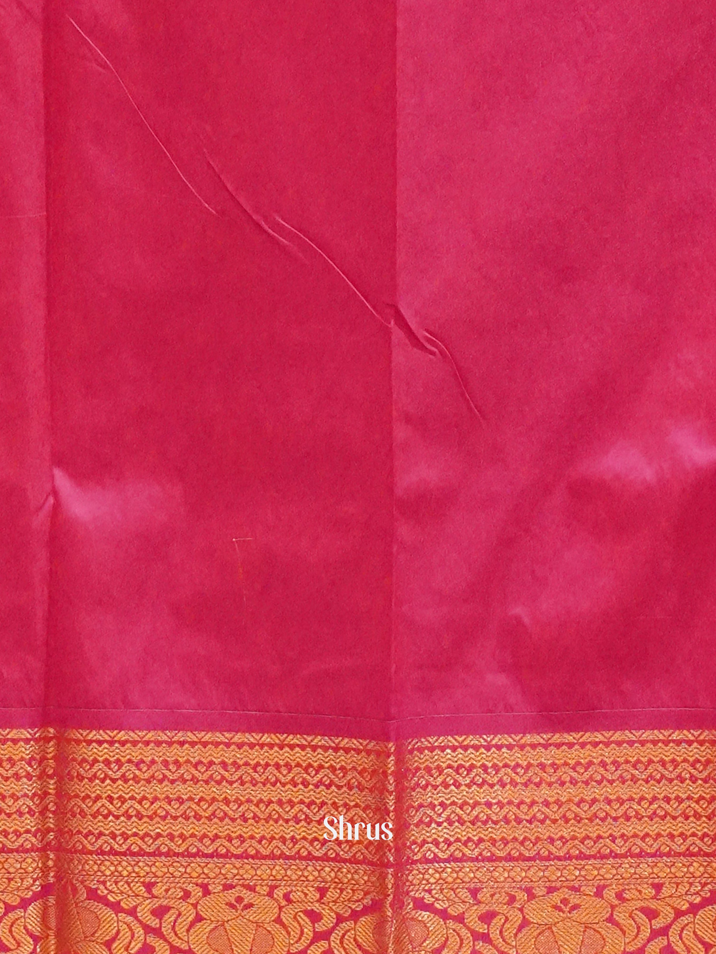 Beige & Pink - Semi KanchipuramSilk Saree - Shop on ShrusEternity.com