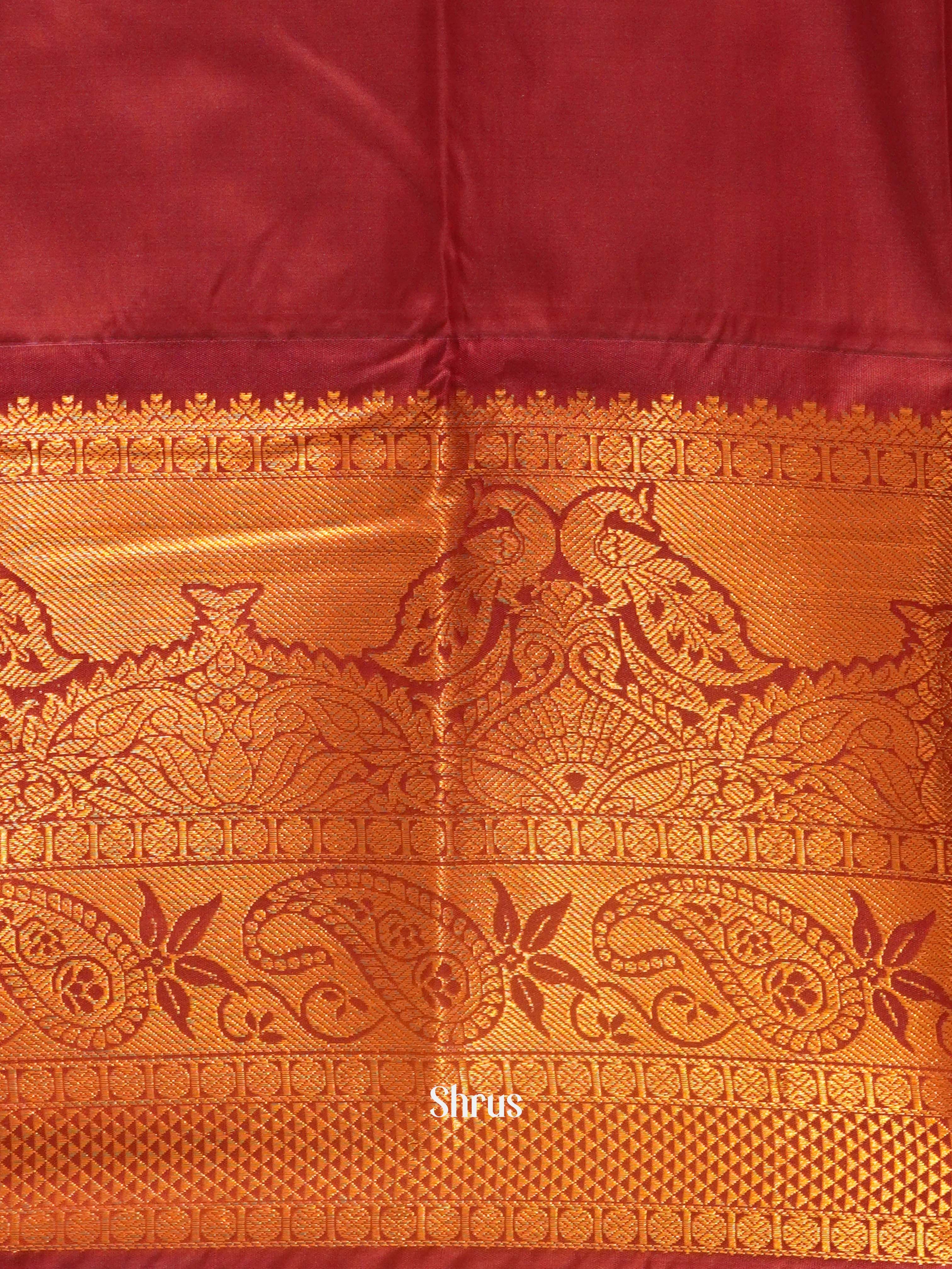 Teal Green & Arakku Maroon - Semi Kanchipuram Saree - Shop on ShrusEternity.com