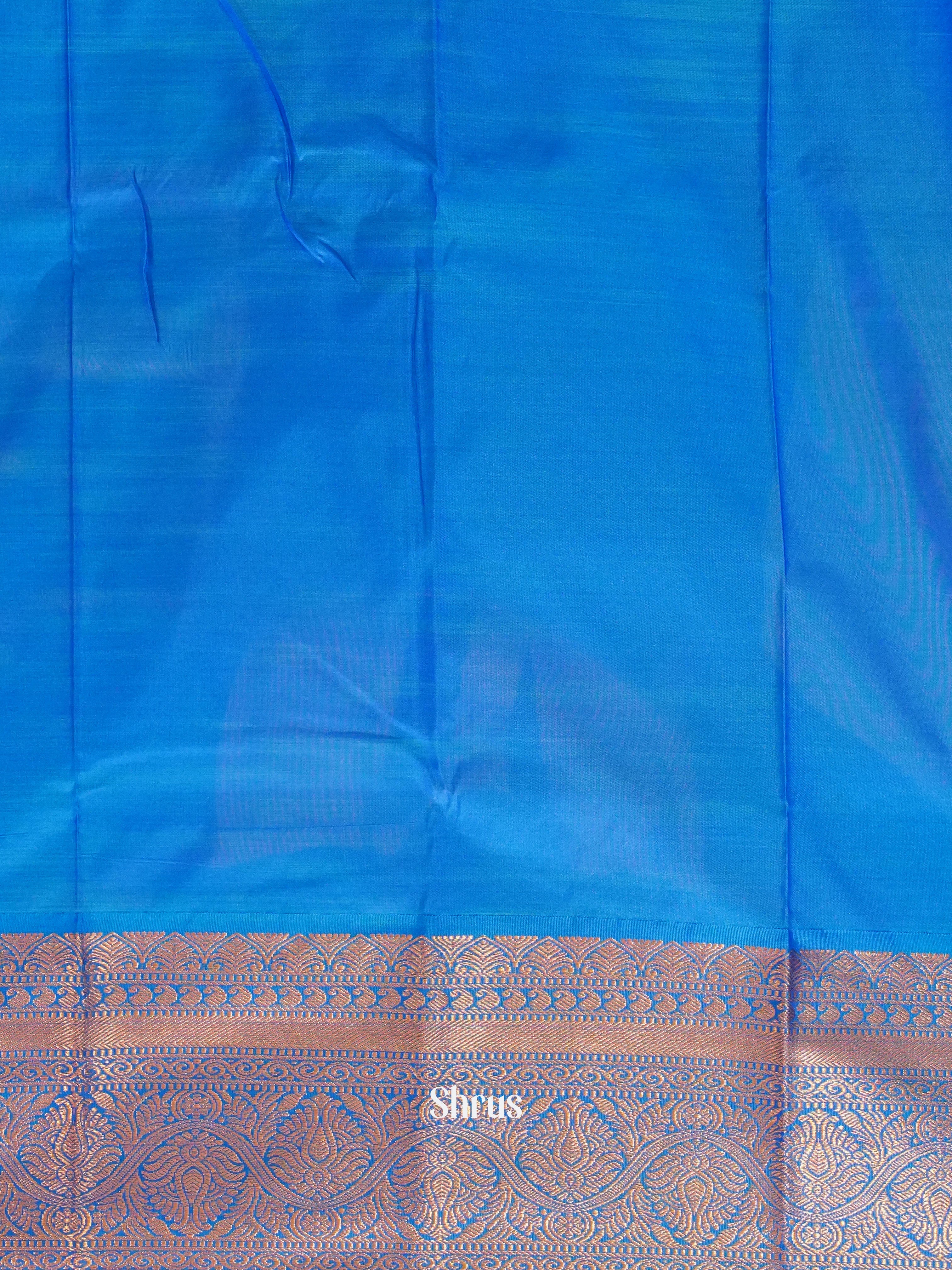 Green & Blue - Semi Kanchipuram Saree - Shop on ShrusEternity.com