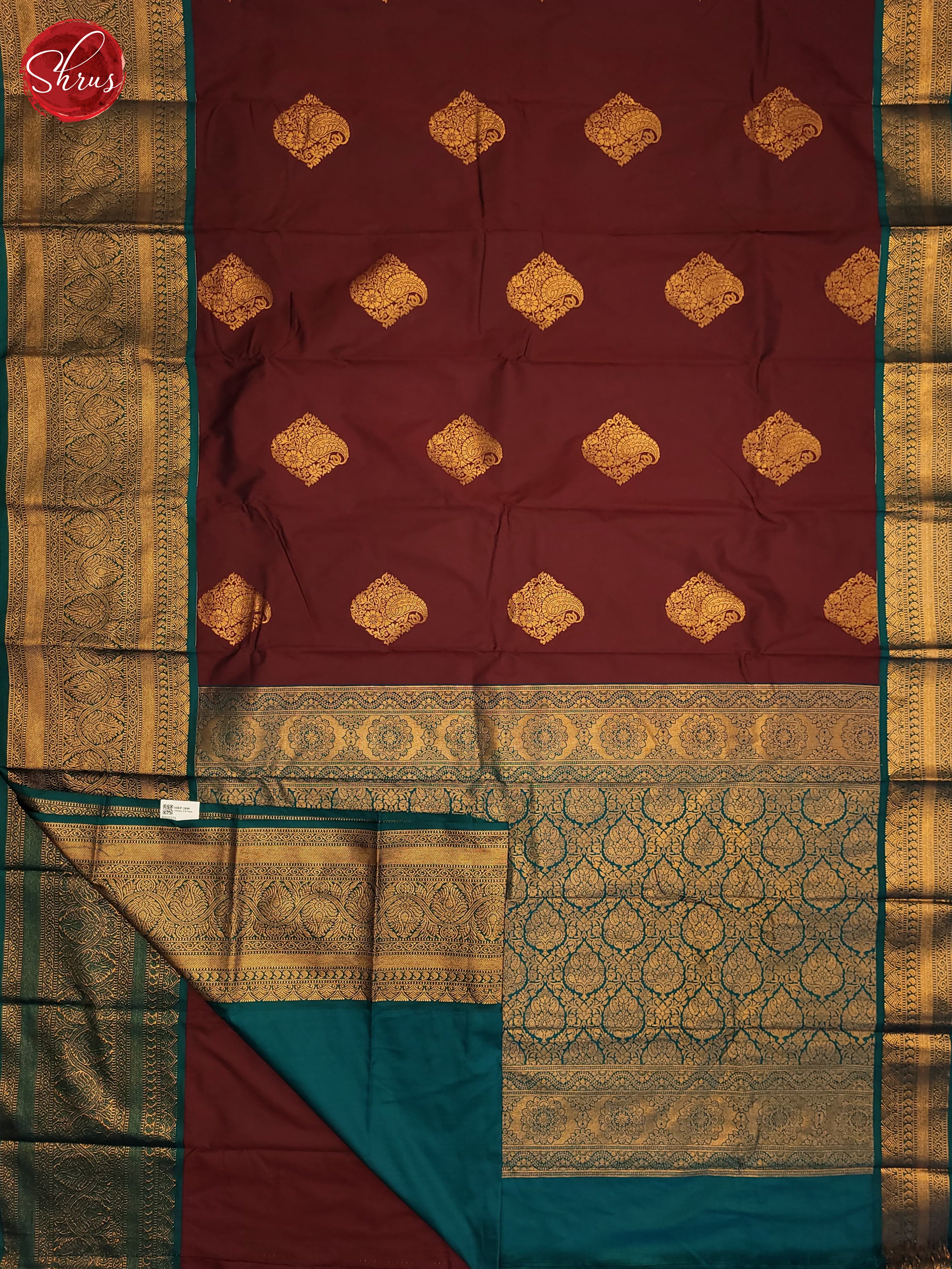 Maroon & Blue - Semi Kanchipuram Saree - Shop on ShrusEternity.com