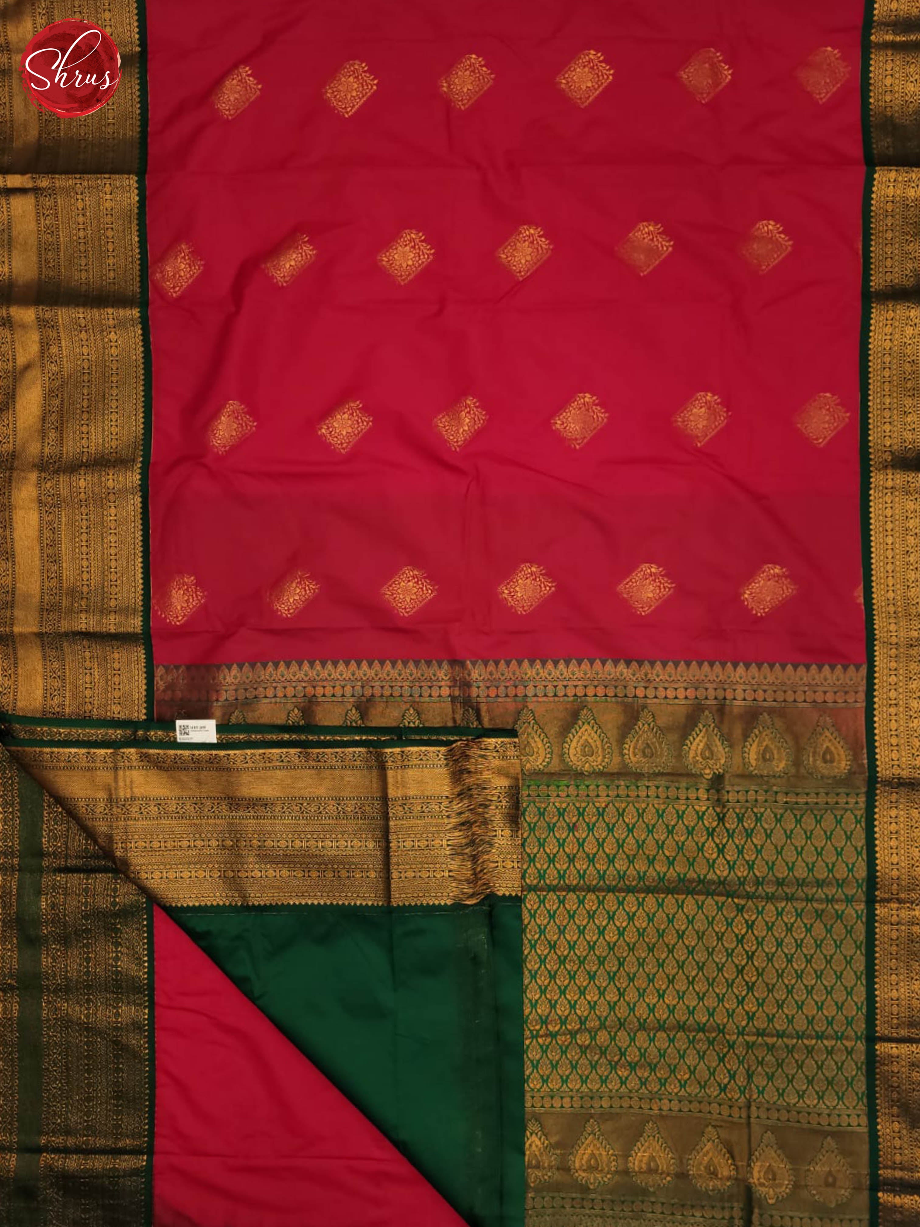 pink and Green - Semi Kanchipuram Saree - Shop on ShrusEternity.com