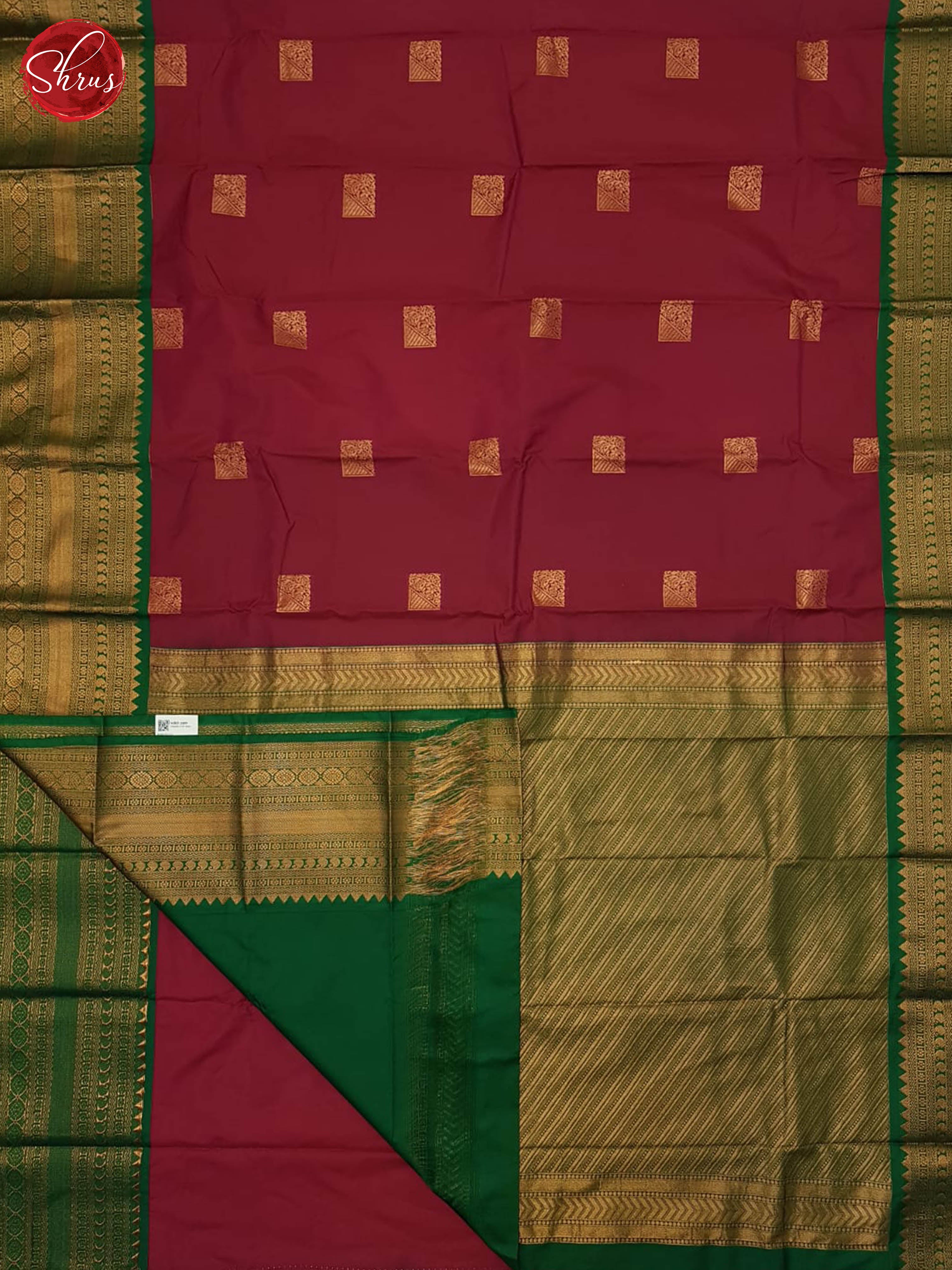 Maroon & Green - Semi Kanchipuram Saree - Shop on ShrusEternity.com