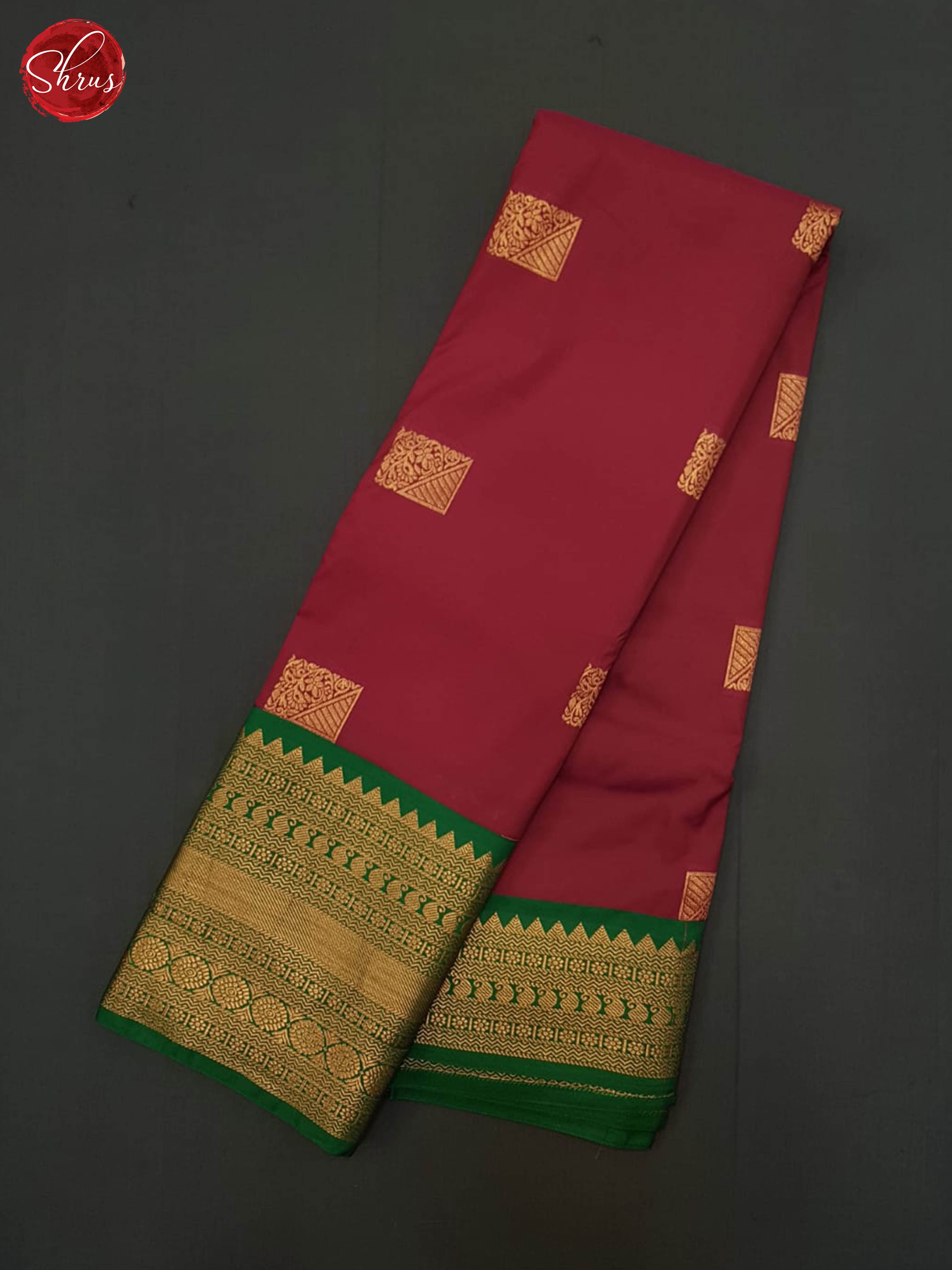 Maroon & Green - Semi Kanchipuram Saree - Shop on ShrusEternity.com