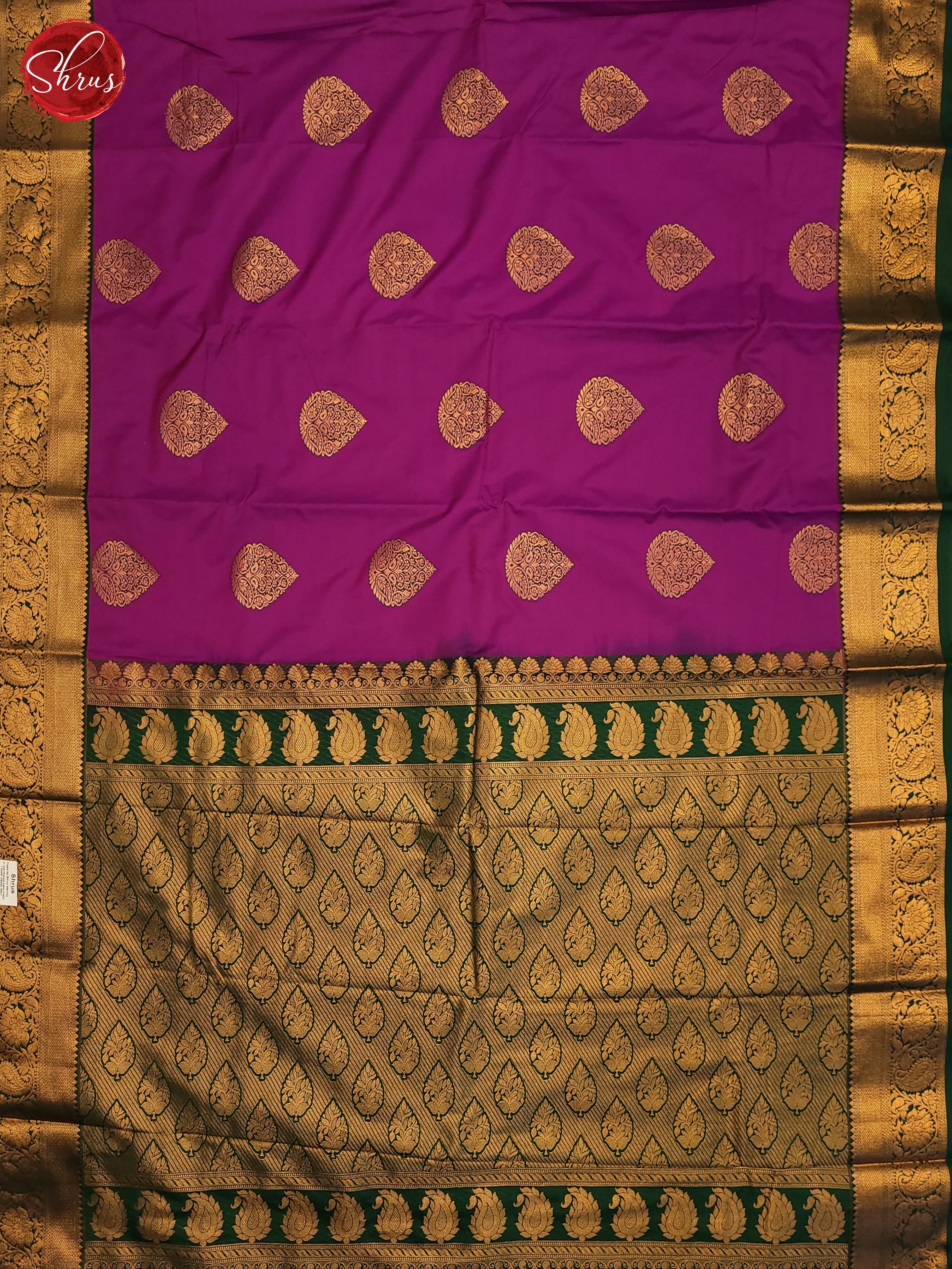 Purple & Green - Semi Kanchipuram Saree - Shop on ShrusEternity.com