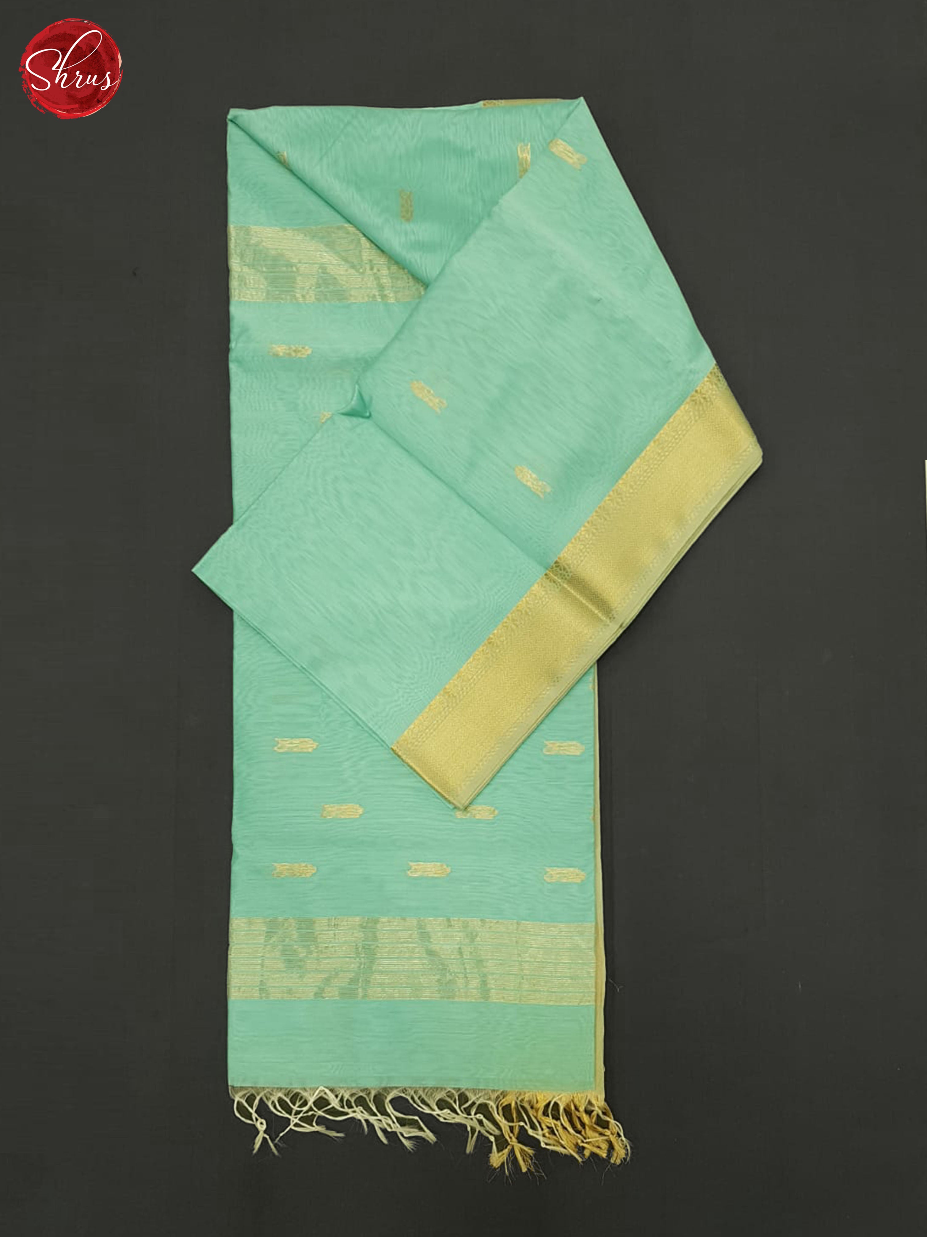 Teal Blue(Single Tone)- Maheshwari silkcotton Saree - Shop on ShrusEternity.com