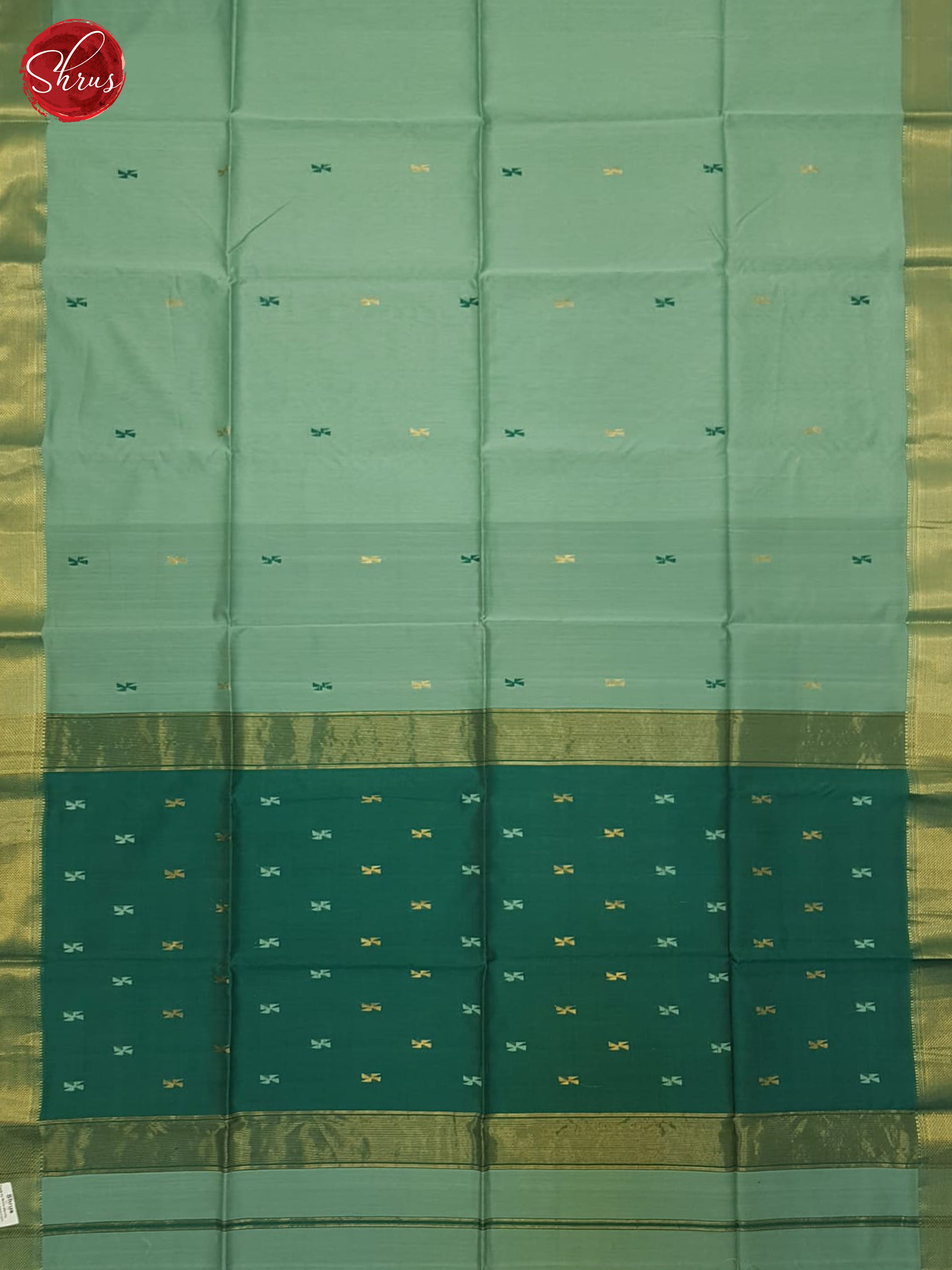 Light Green & Green - Maheshwari silkcotton Saree - Shop on ShrusEternity.com