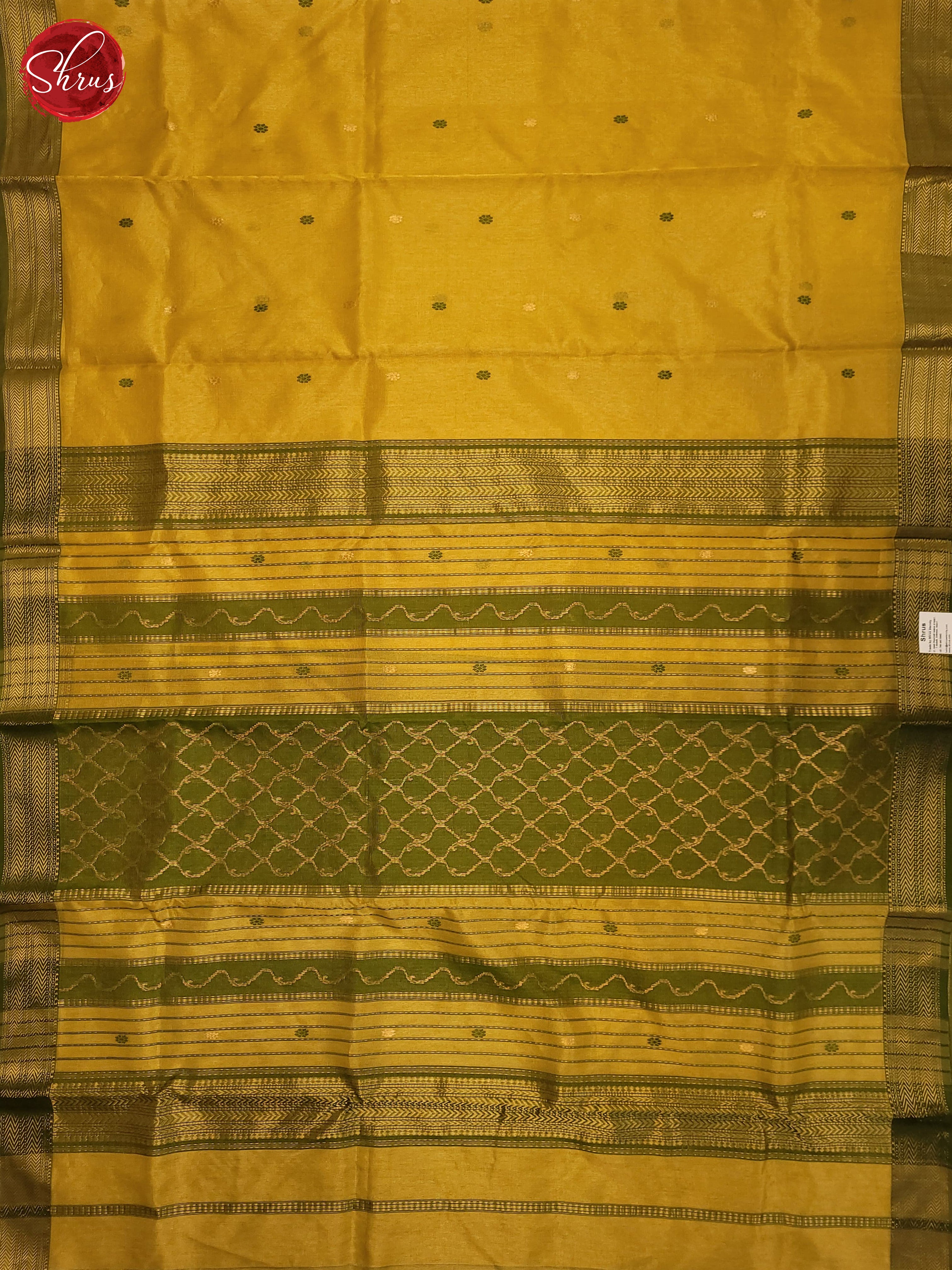 Mustard & Green - Maheshwari silkcotton Saree - Shop on ShrusEternity.com