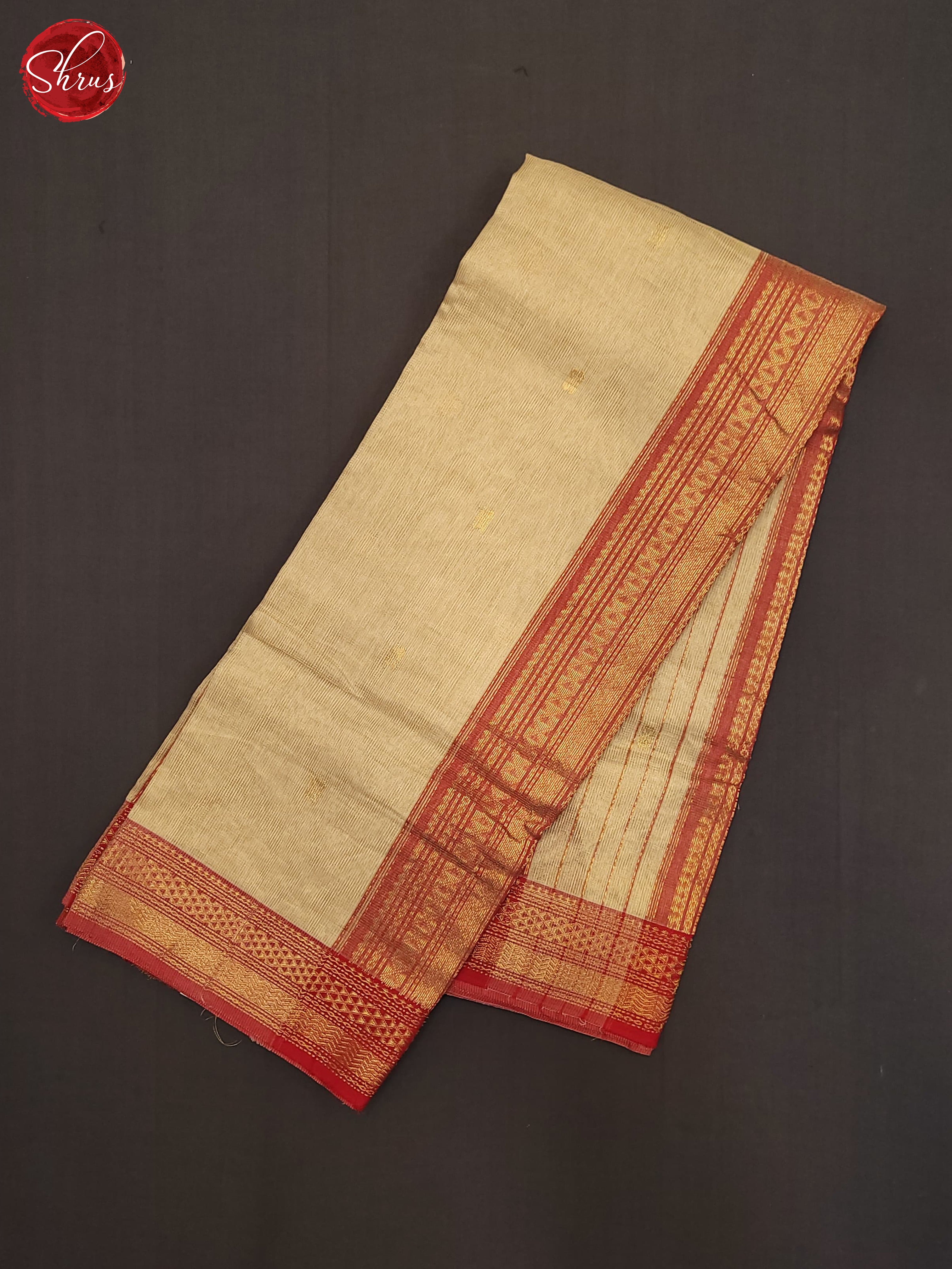 Beige & Red - Maheshwari silkcotton Saree - Shop on ShrusEternity.com