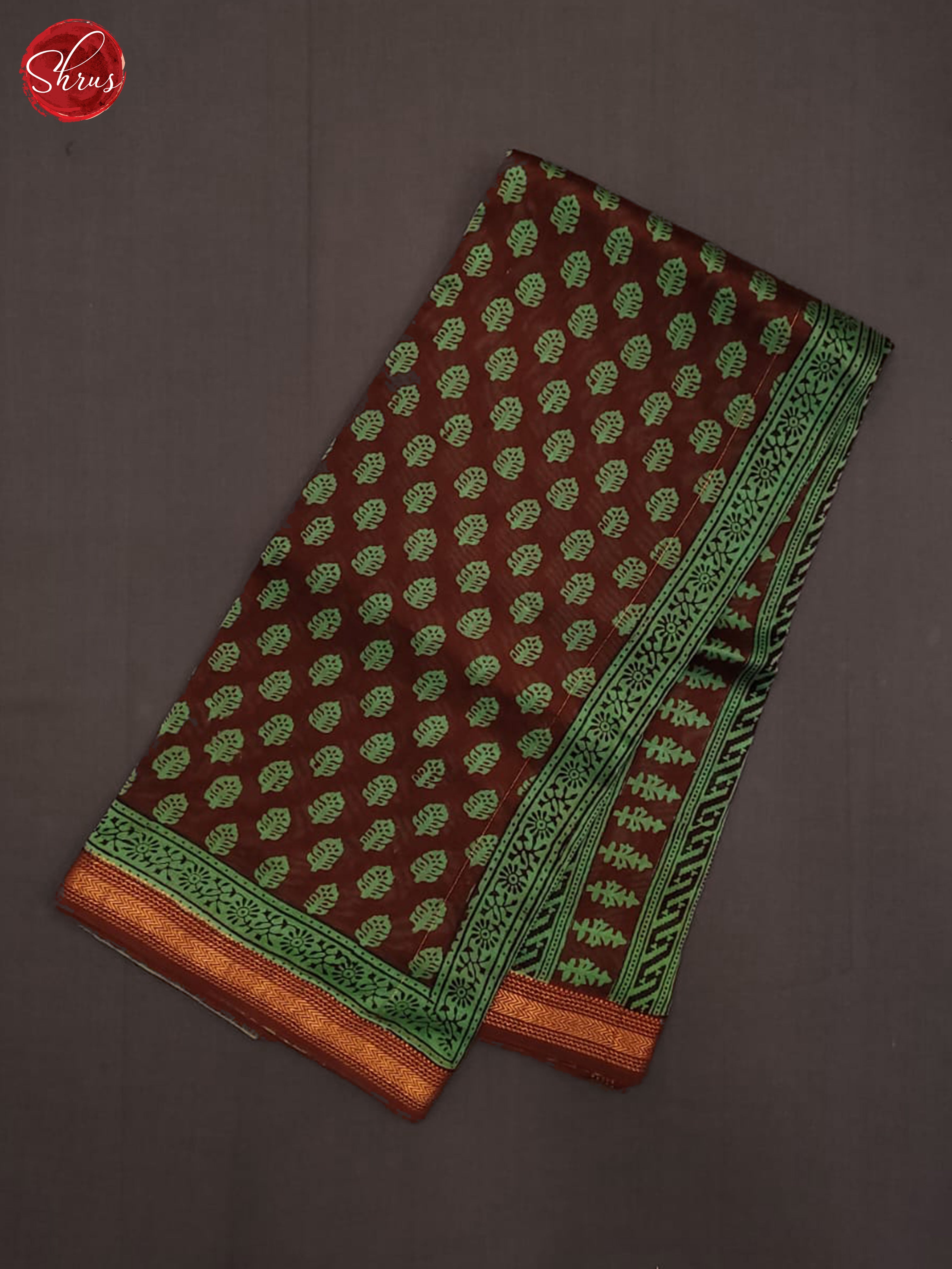 Brown and Green- Maheshwari Silk Cotton - Shop on ShrusEternity.com