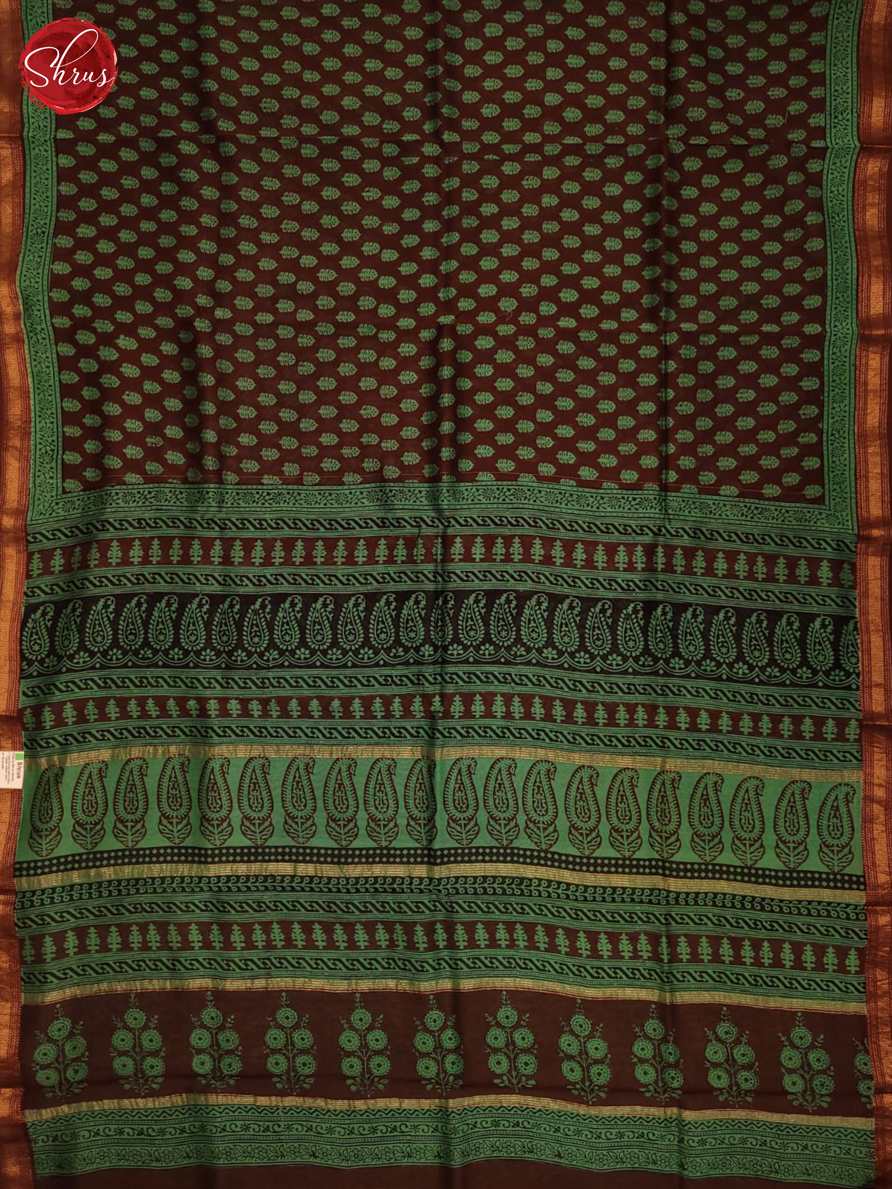 Brown and Green- Maheshwari Silk Cotton - Shop on ShrusEternity.com