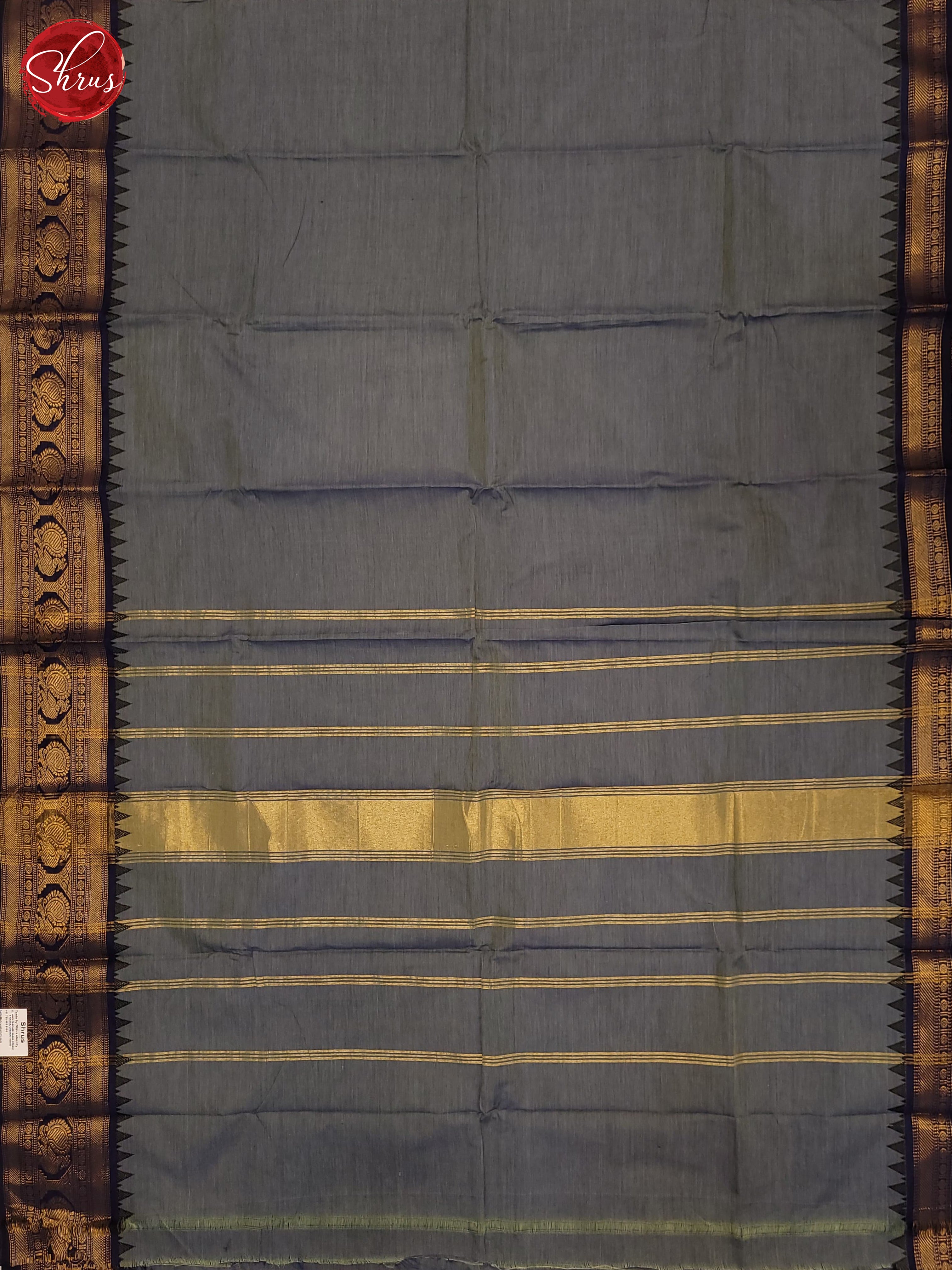Grey & Black - Silkcotton-halfpure Saree - Shop on ShrusEternity.com