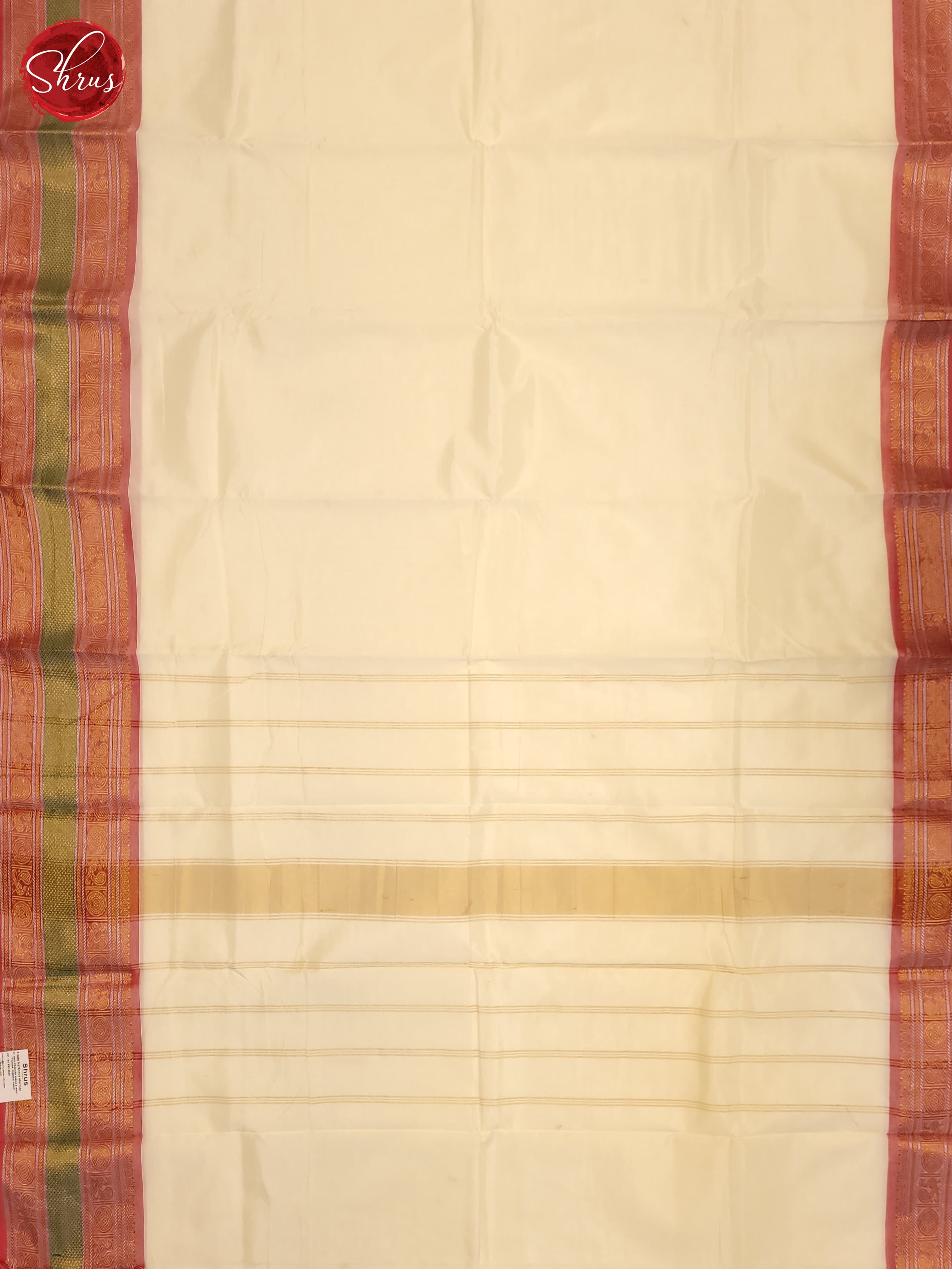 Cream & Pink - Silkcotton-halfpure Saree - Shop on ShrusEternity.com