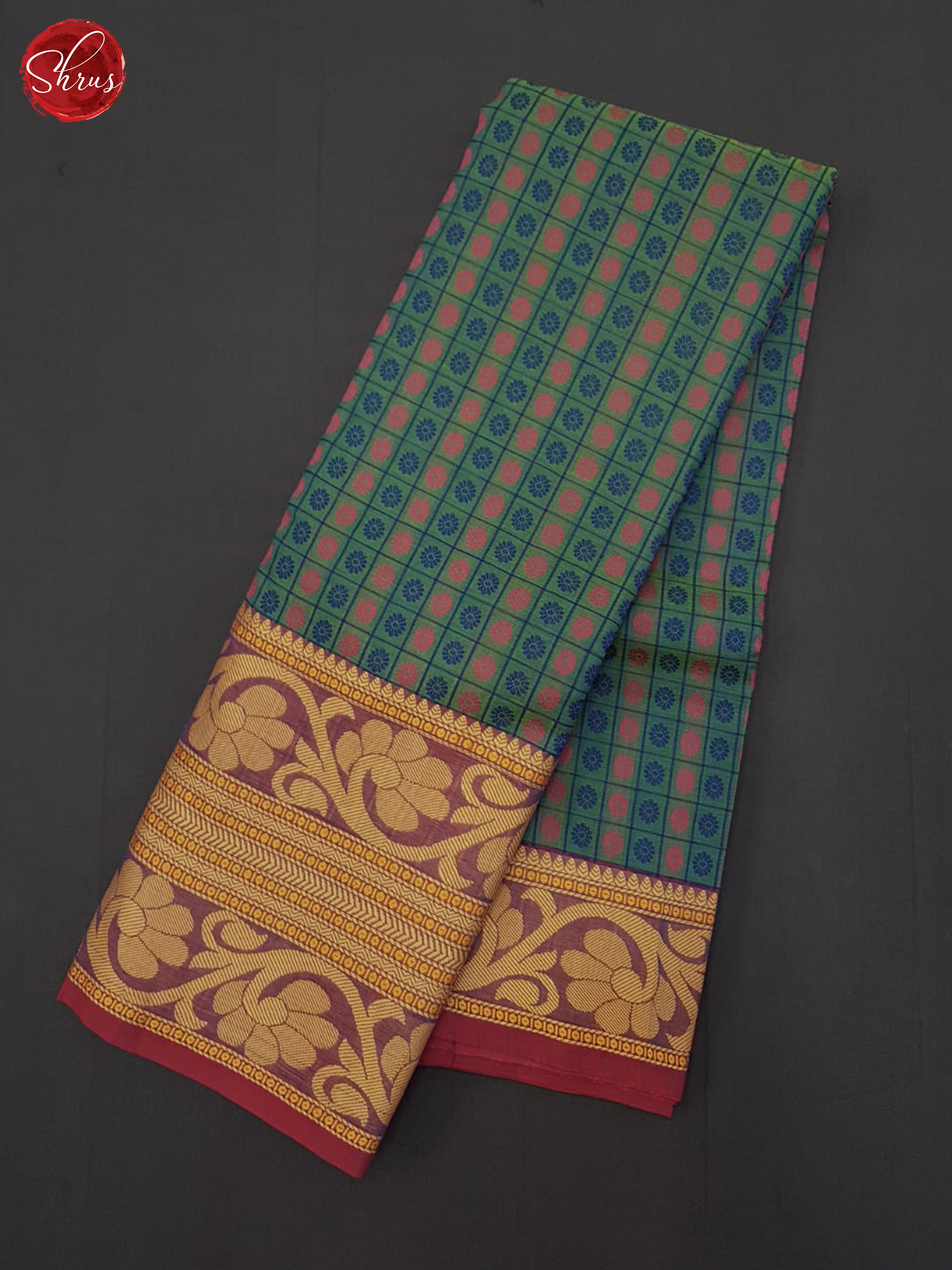 Green & Blue- Kanchi Cotton Saree - Shop on ShrusEternity.com