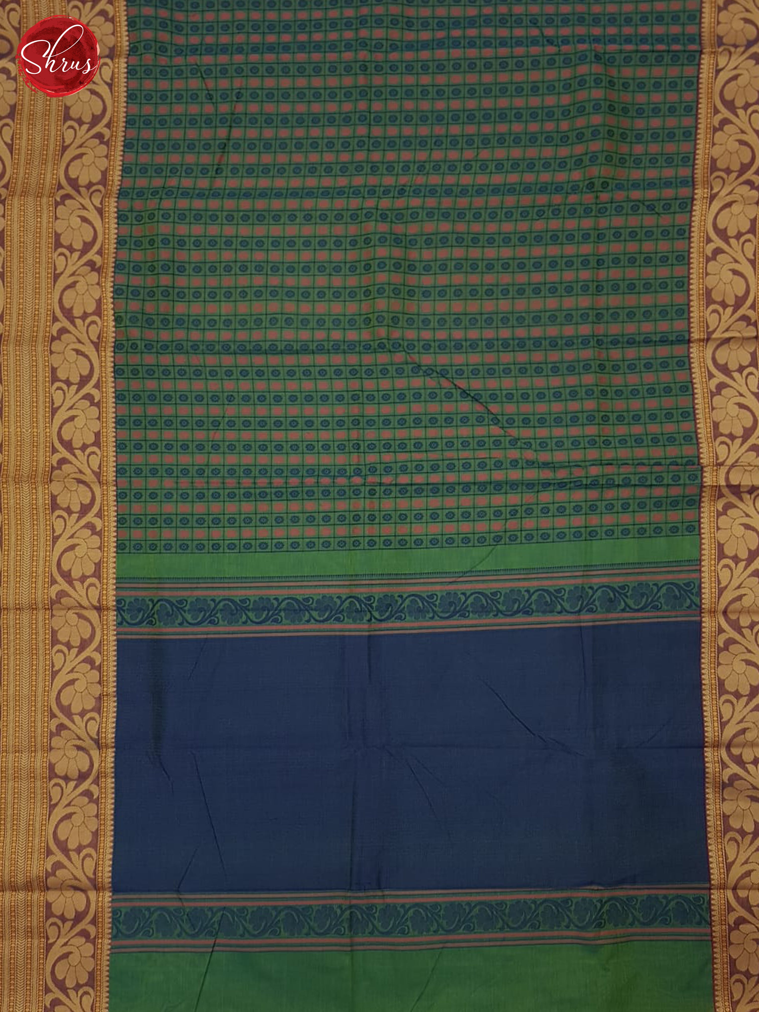 Green & Blue- Kanchi Cotton Saree - Shop on ShrusEternity.com