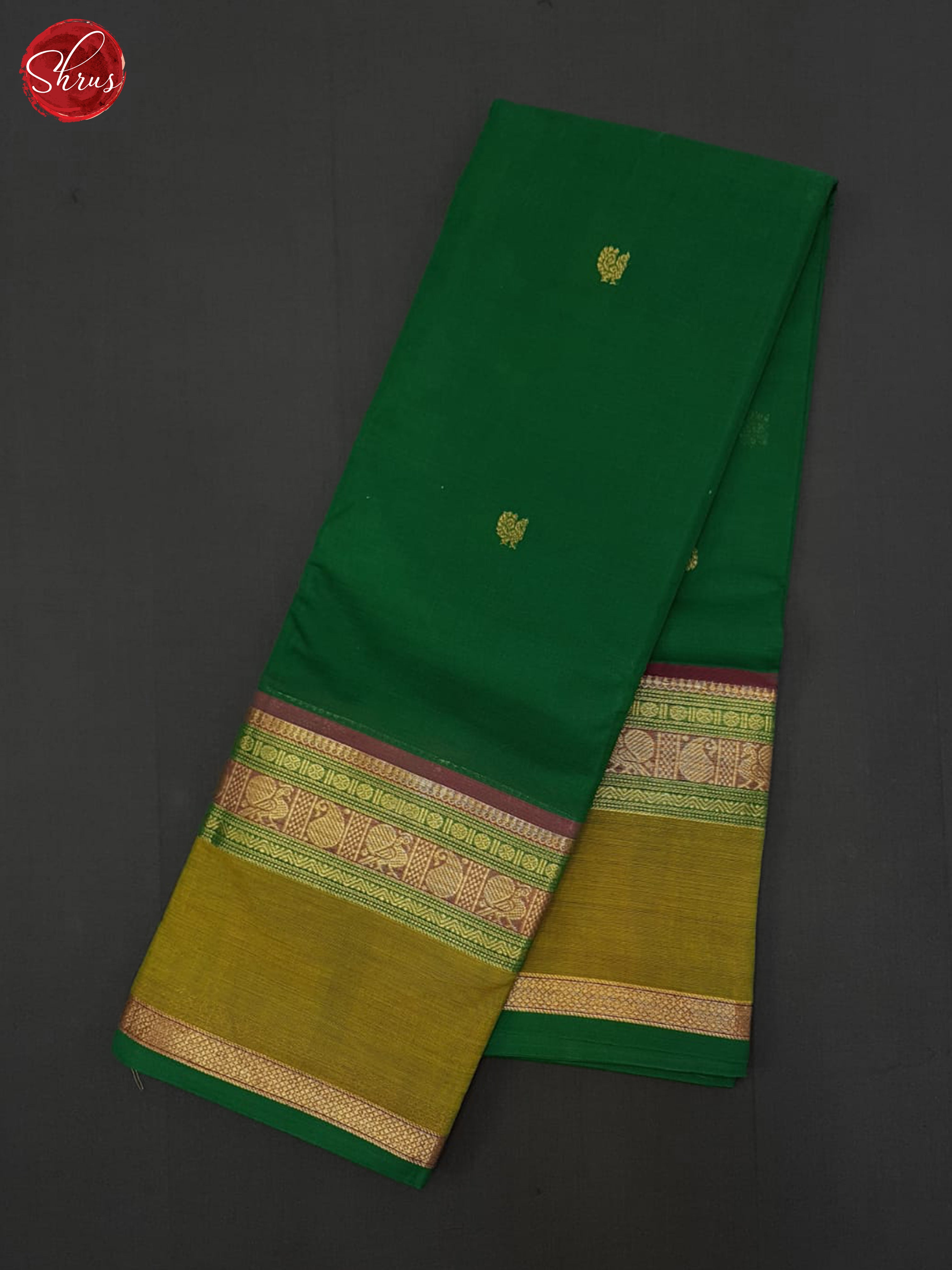 Green & Mehandi - Kanchi Cotton Saree - Shop on ShrusEternity.com