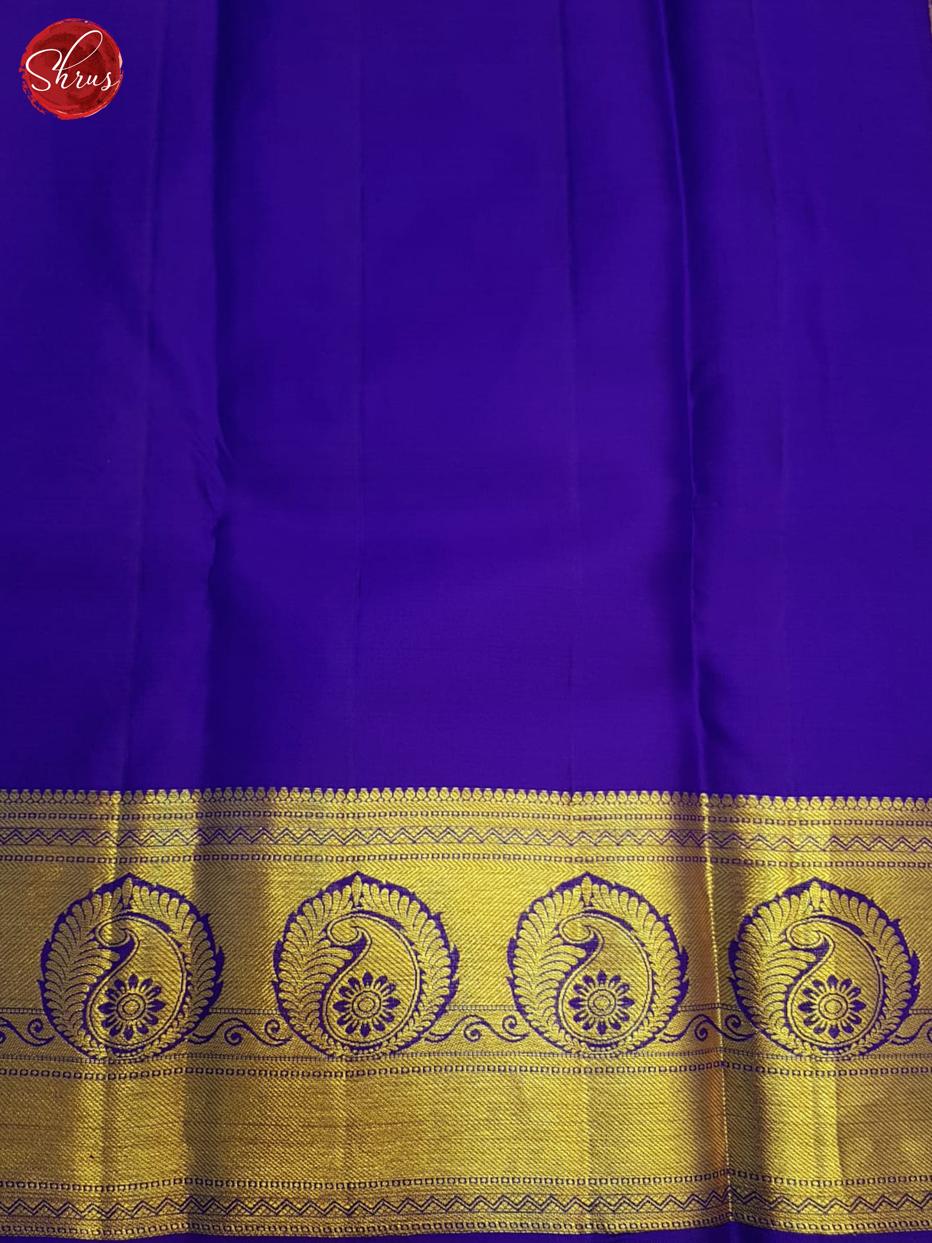 Green and blue Bridal Kanchipuram Silk saree With Golden Zari Woven Floral Brocade Design-6