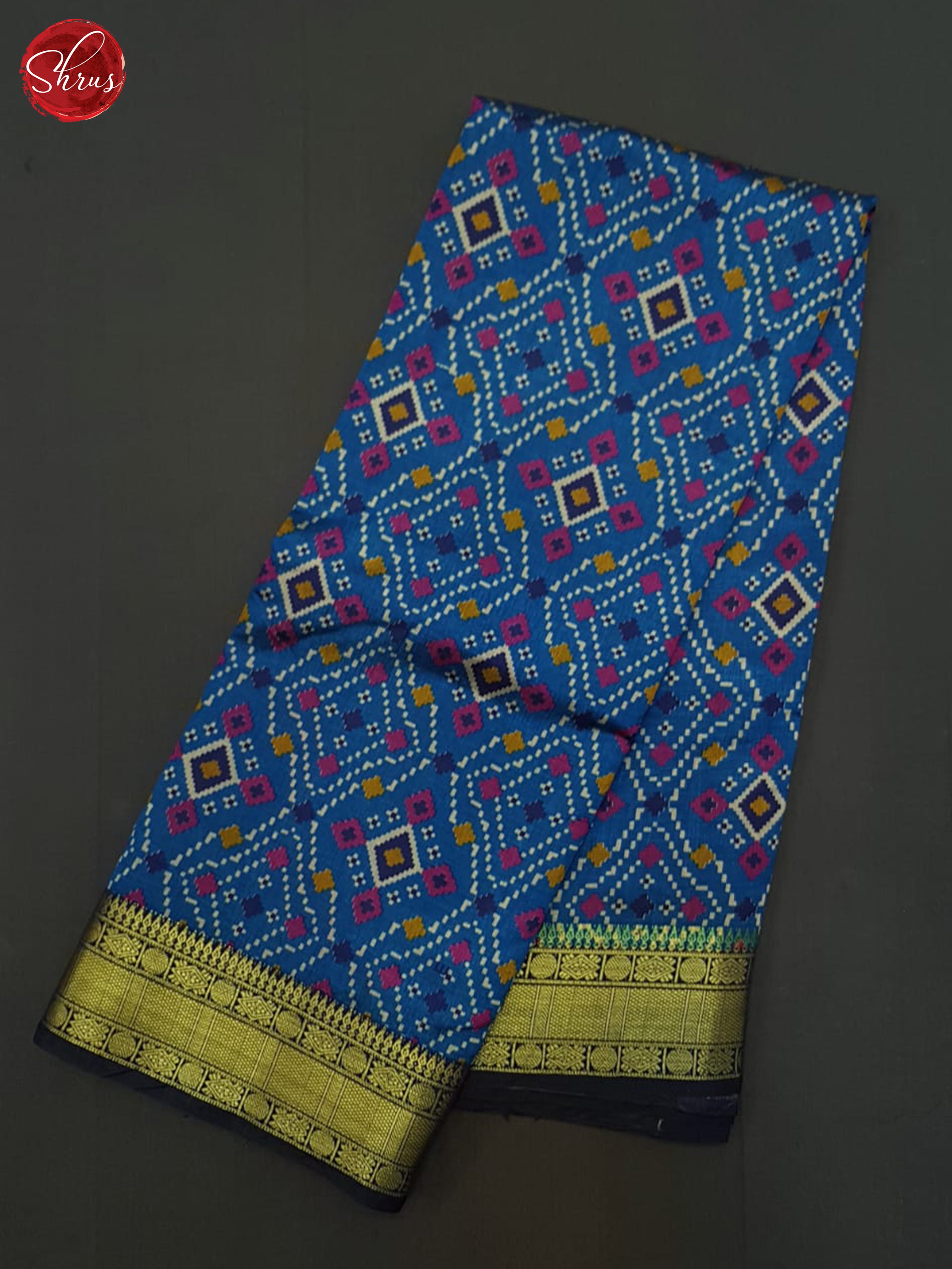 Teal & Blue- Semi Patola Saree - Shop on ShrusEternity.com