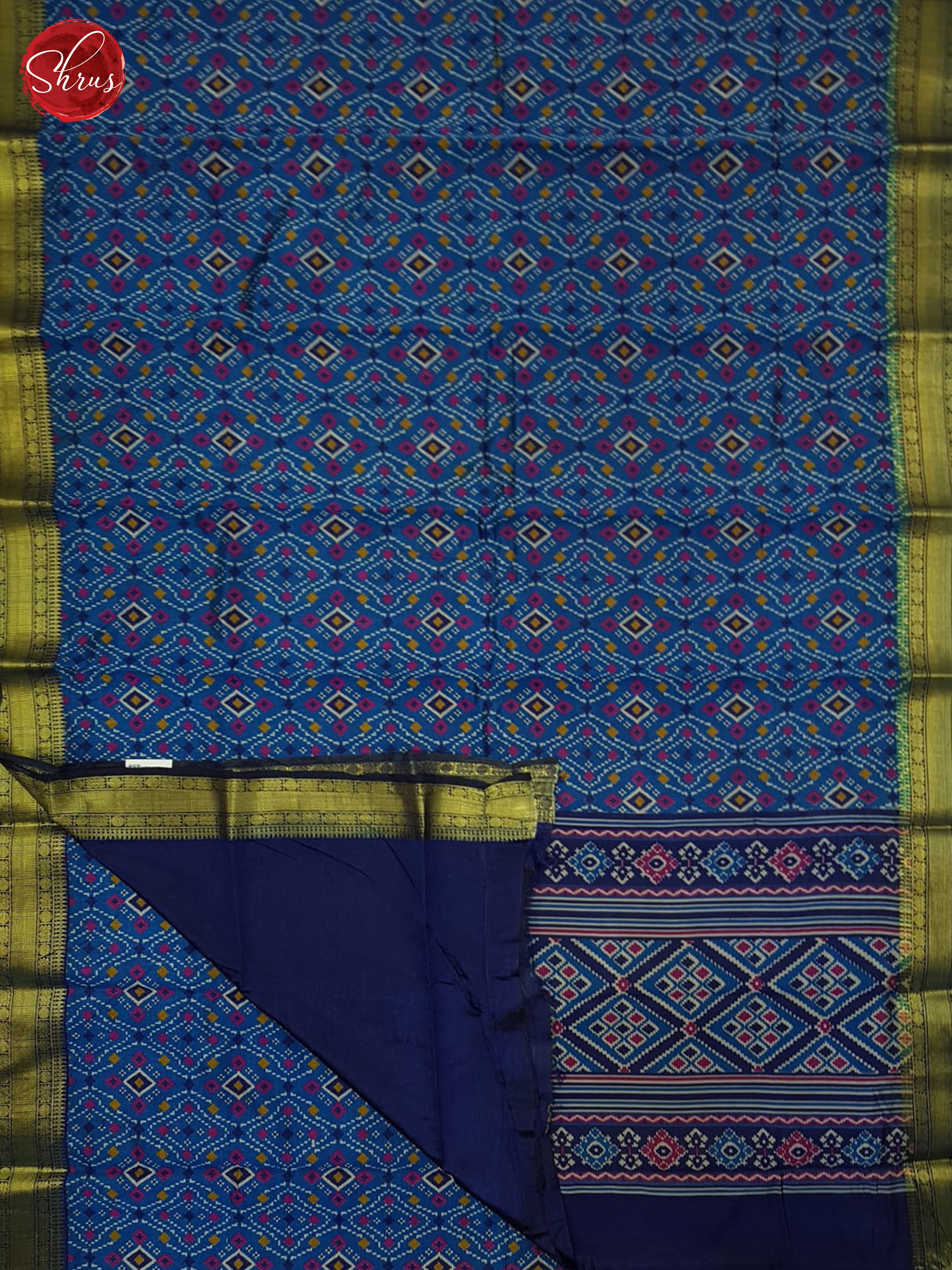 Teal & Blue- Semi Patola Saree - Shop on ShrusEternity.com