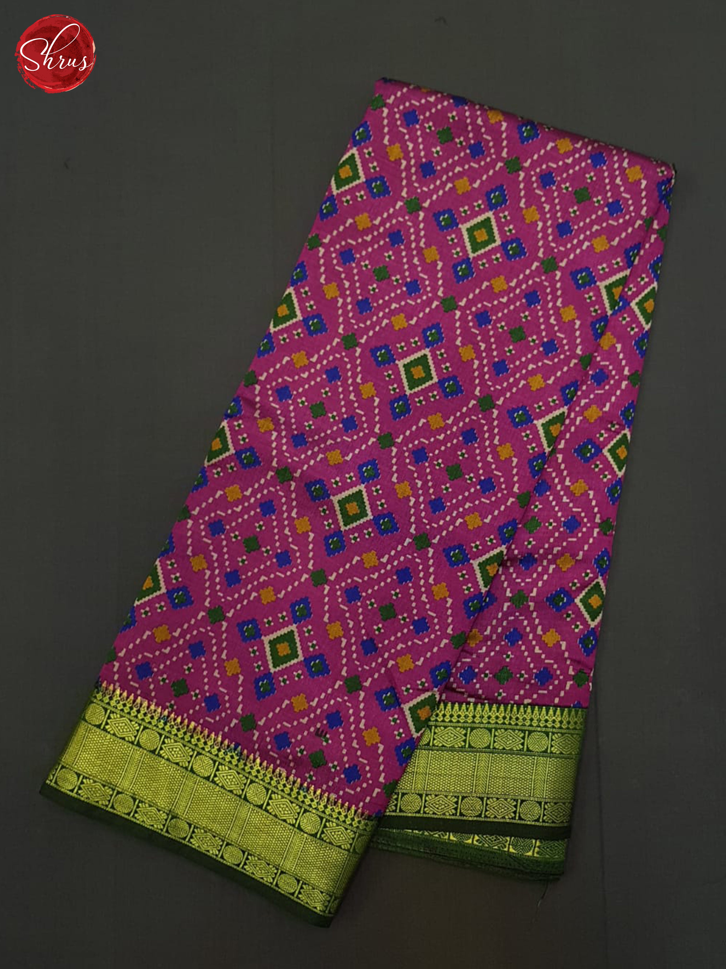 Pink& Green - Semi Patola Saree - Shop on ShrusEternity.com