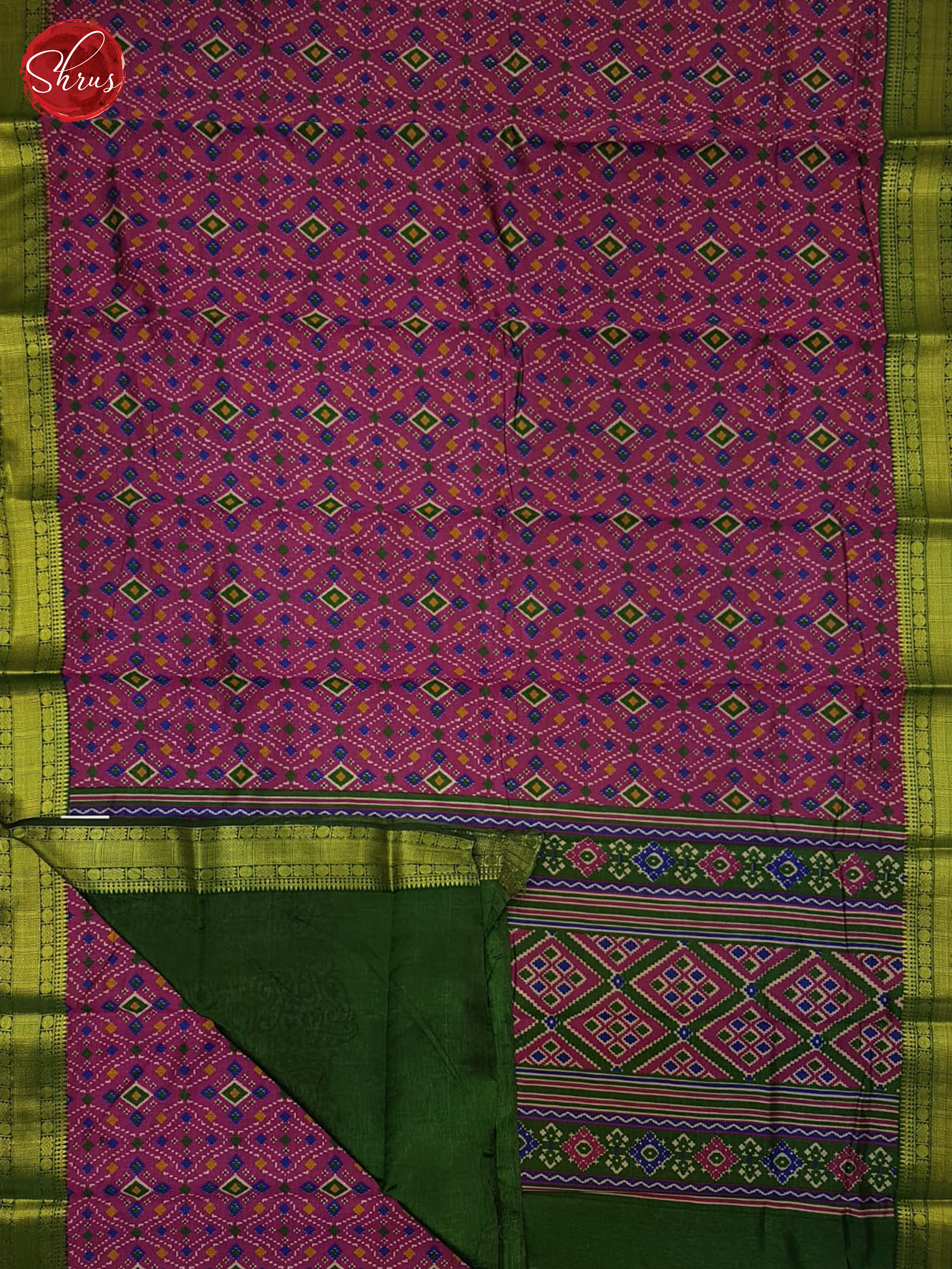 Pink& Green - Semi Patola Saree - Shop on ShrusEternity.com
