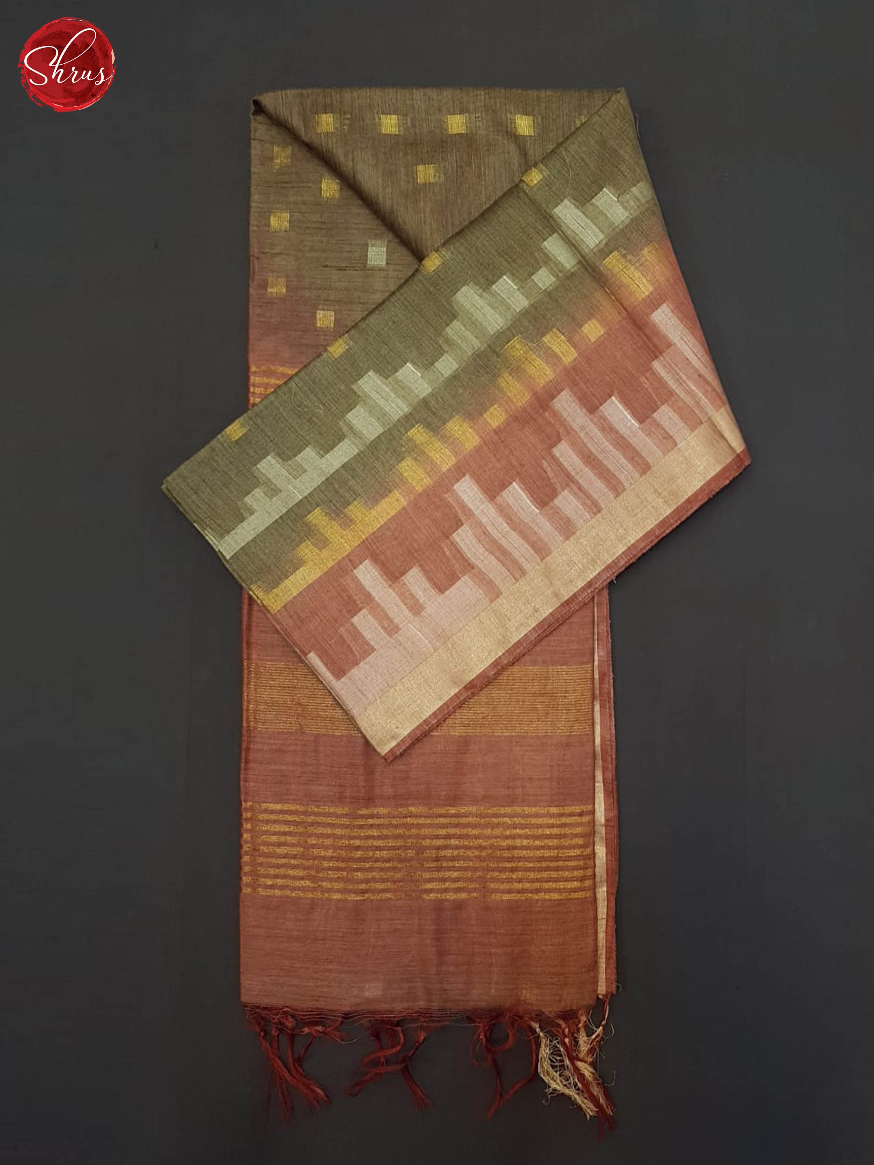 Green & Brick Brown - Semi Tussar Saree - Shop on ShrusEternity.com